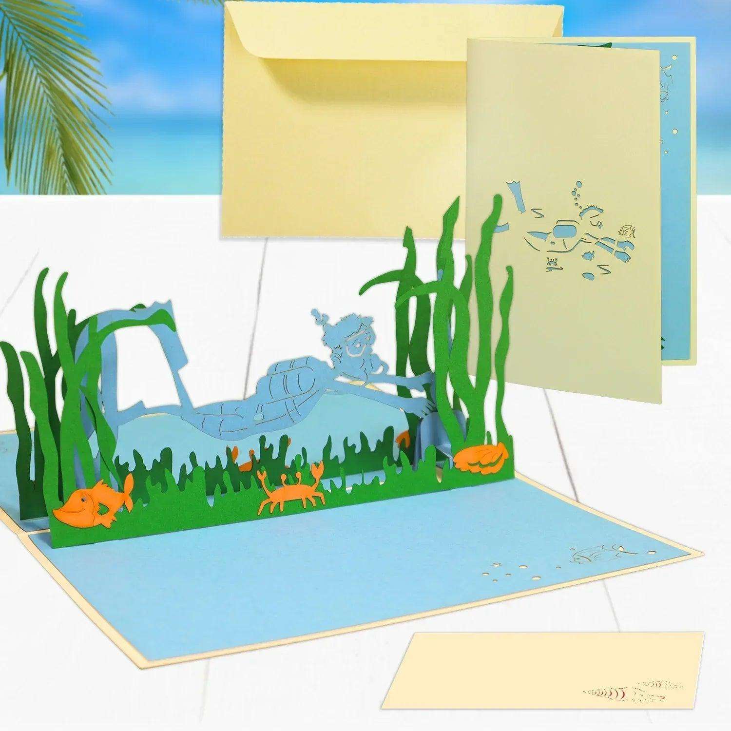3D Pop-Up Karte Urlaub & Entspannung, Schnorcheln, Tauchen, N107 LINPopUp N107
