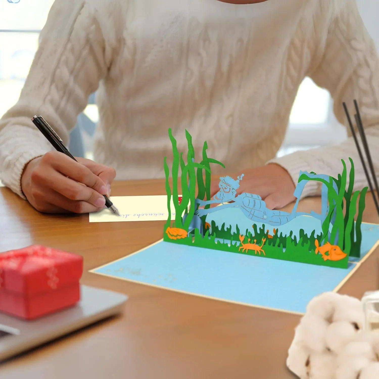 3D Pop-Up Karte Urlaub & Entspannung, Schnorcheln, Tauchen, N107 LINPopUp N107