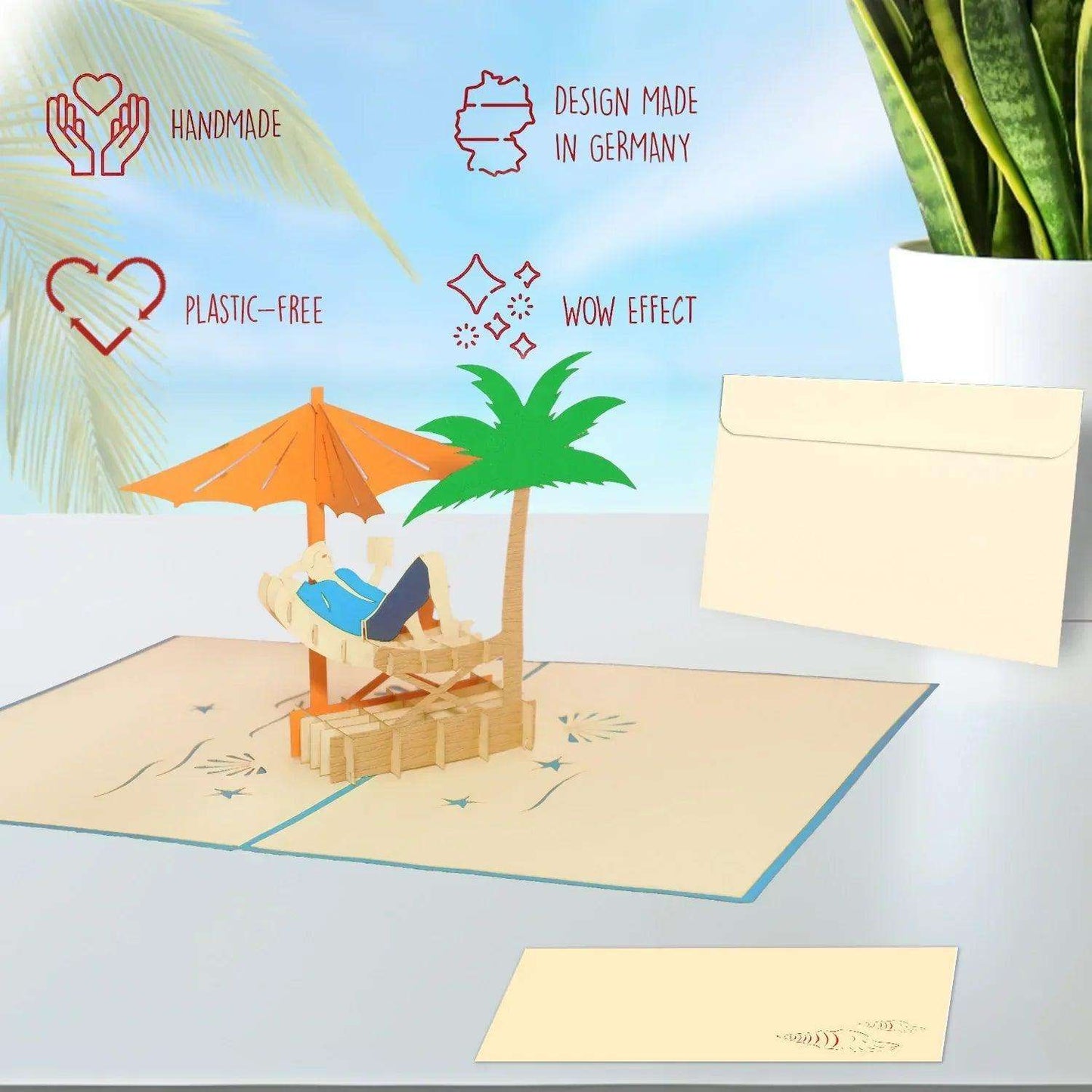 3D Pop-Up Karte Urlaub & Entspannung, Strand, N251 - LINPopUp