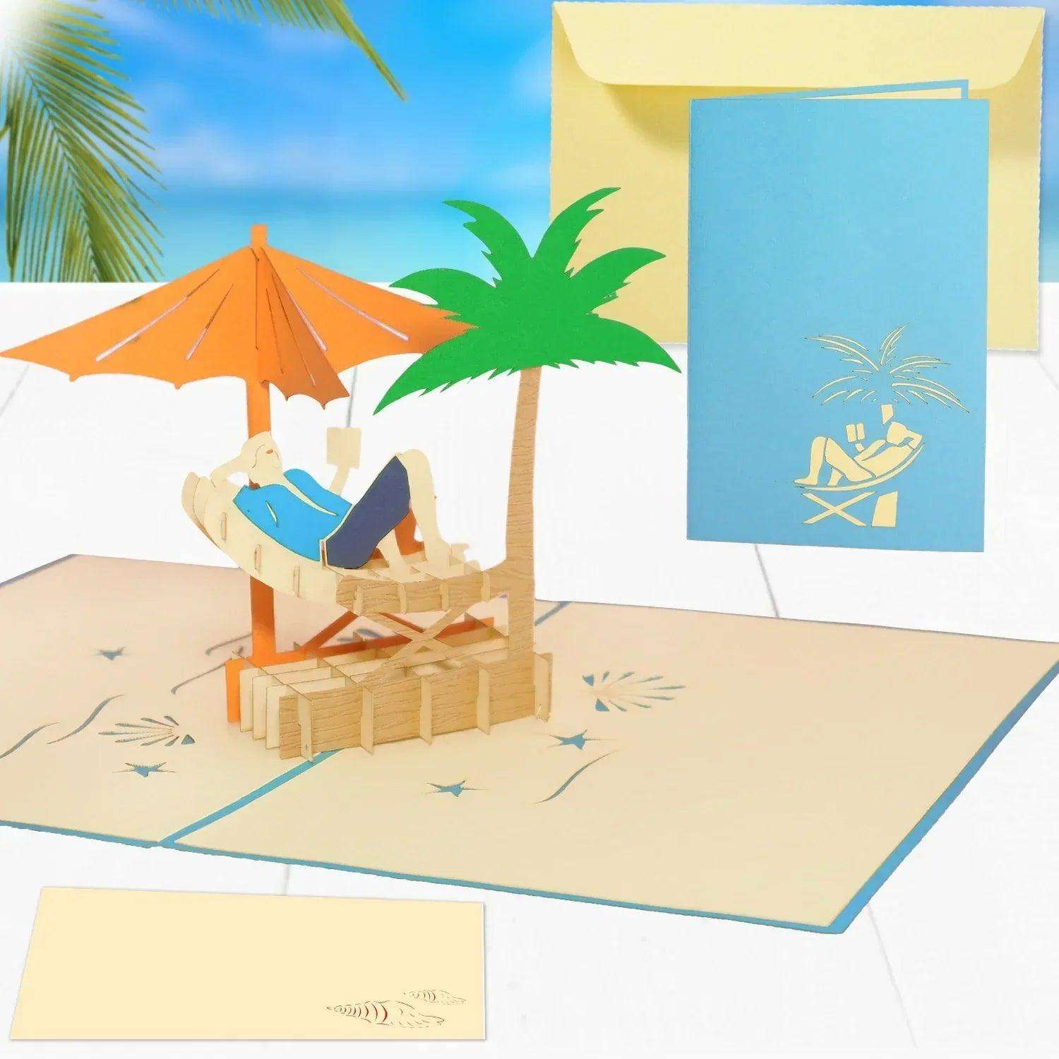 3D Pop-Up Karte Urlaub & Entspannung, Strand, N251 - LINPopUp