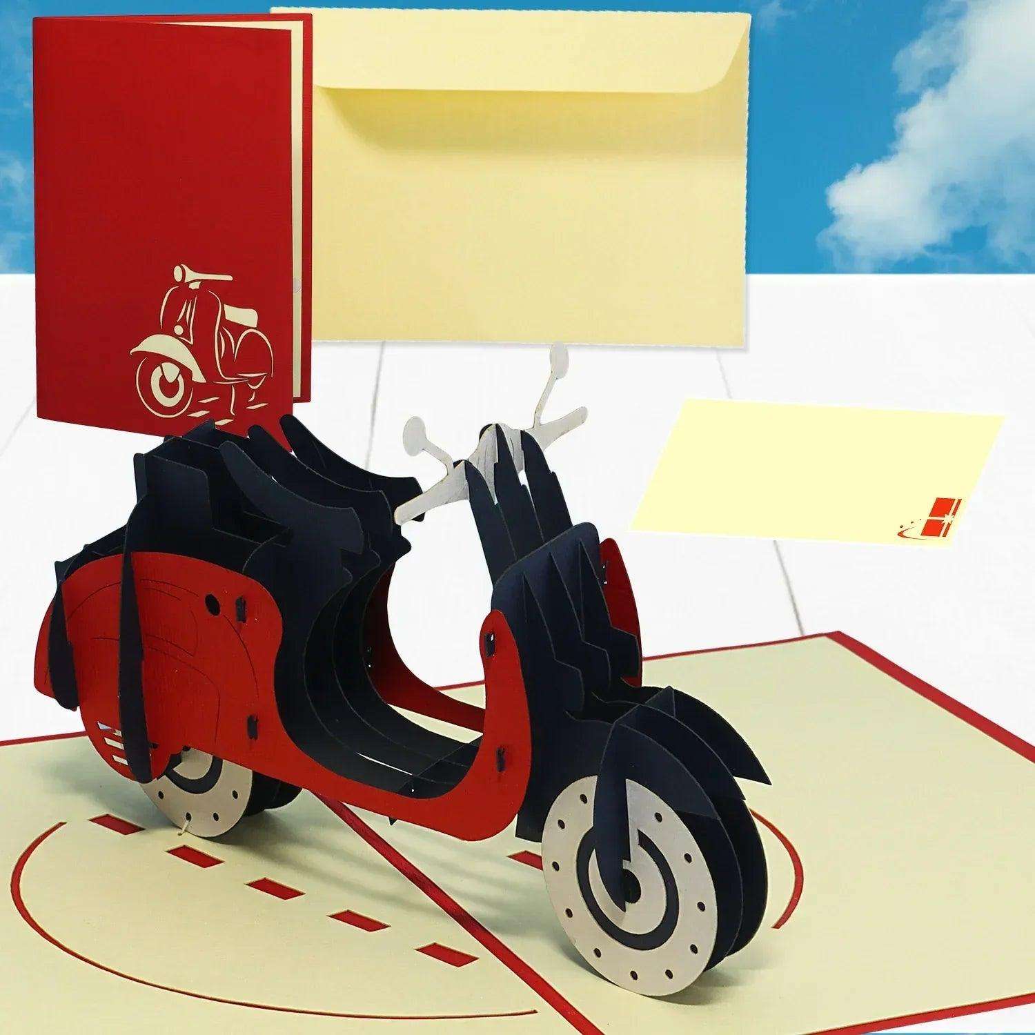 3D Pop-Up Karte Vespa - Grußkarte für Biker & Motorradfans, N253 - LINPopUp