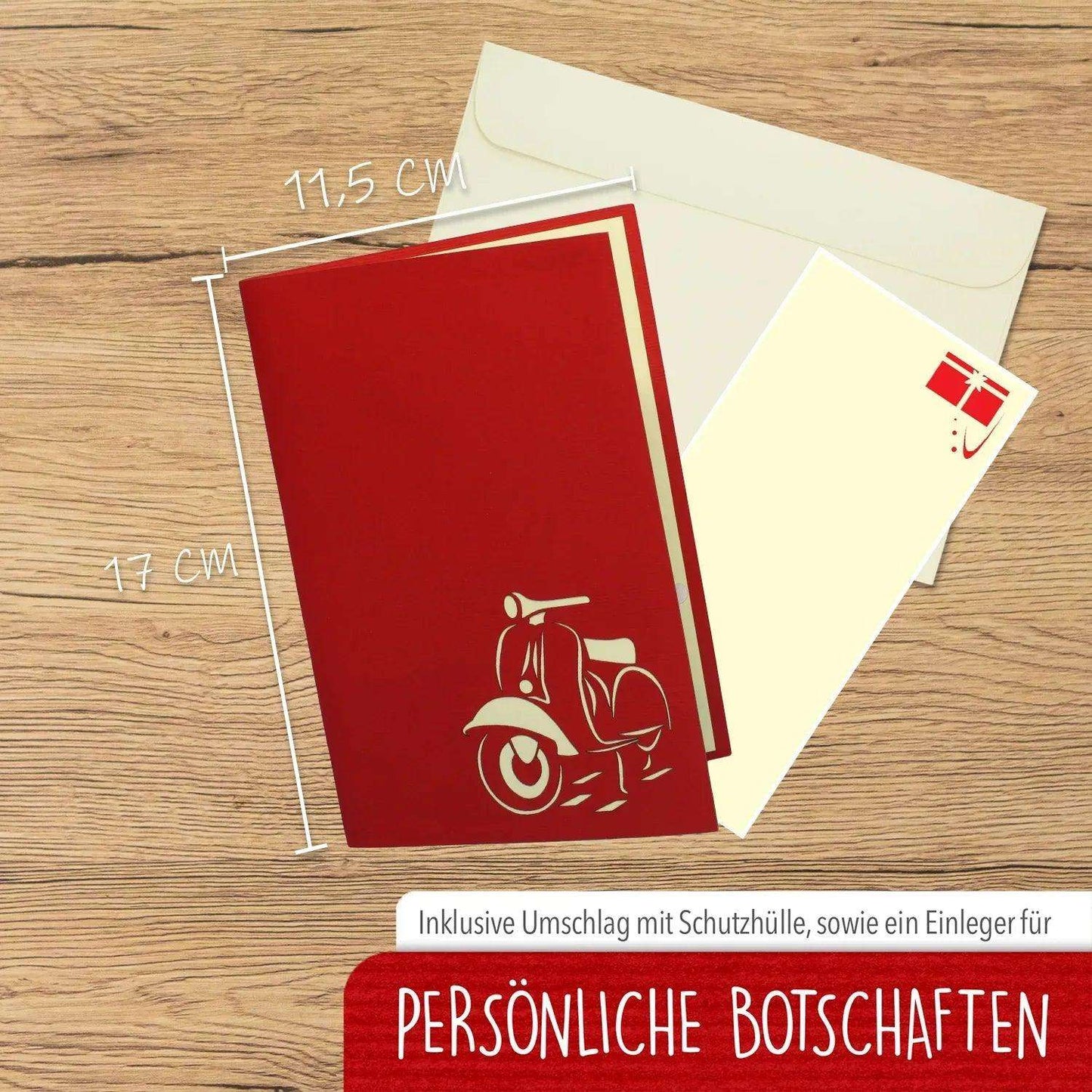 3D Pop-Up Karte Vespa - Grußkarte für Biker & Motorradfans, N253 - LINPopUp