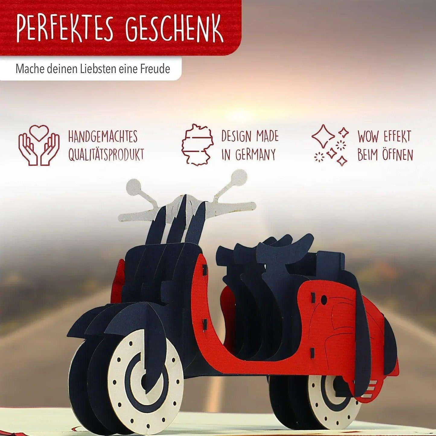 3D Pop-Up Karte Vespa - Grußkarte für Biker & Motorradfans, N253 - LINPopUp