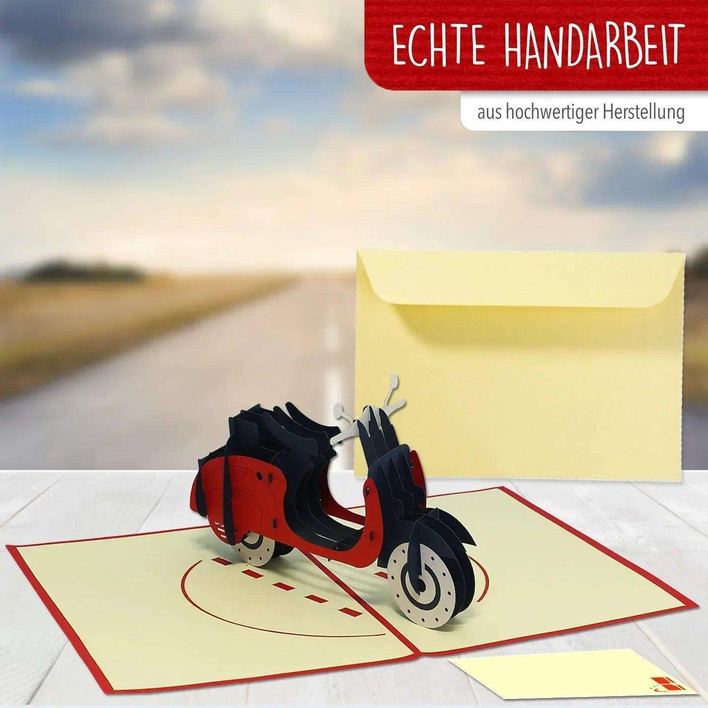 3D Pop-Up Karte Vespa - Grußkarte für Biker & Motorradfans, N253 - LINPopUp