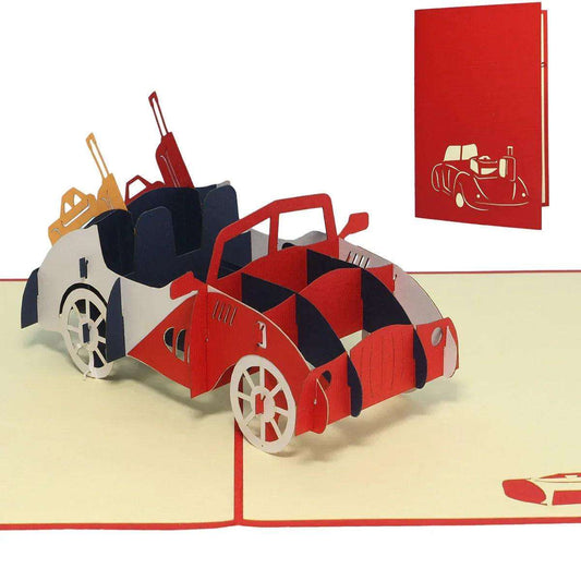 3D Pop-Up Karte, Grußkarte, Geburtstagskarte, Geschenkidee Oldtimer - Auto, Gutschein, N252 - LINPopUp