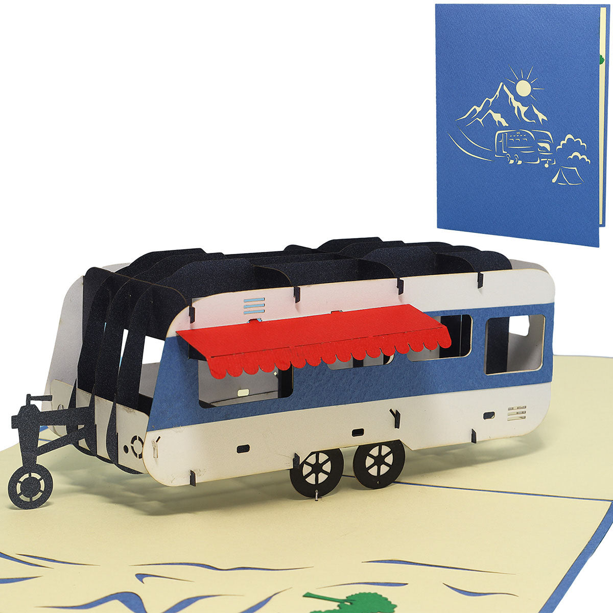 3D Pop-Up Karte, Grußkarte, Geburtstagskarte, Geschenkidee Wohnmobil - Ruhestandskarte & Camping Gutschein, N346