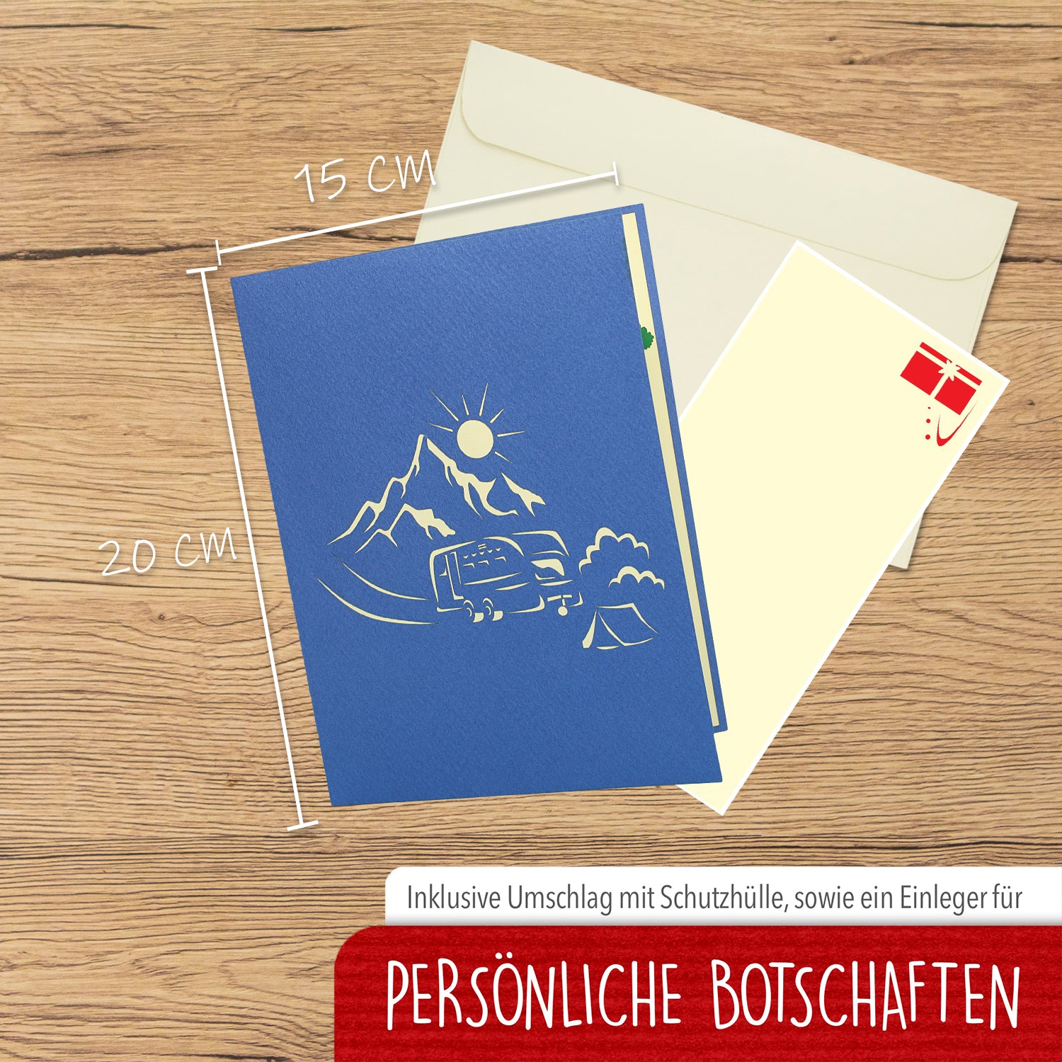 3D Pop-Up Karte, Grußkarte, Geburtstagskarte, Geschenkidee Wohnmobil - Ruhestandskarte & Camping Gutschein, N346