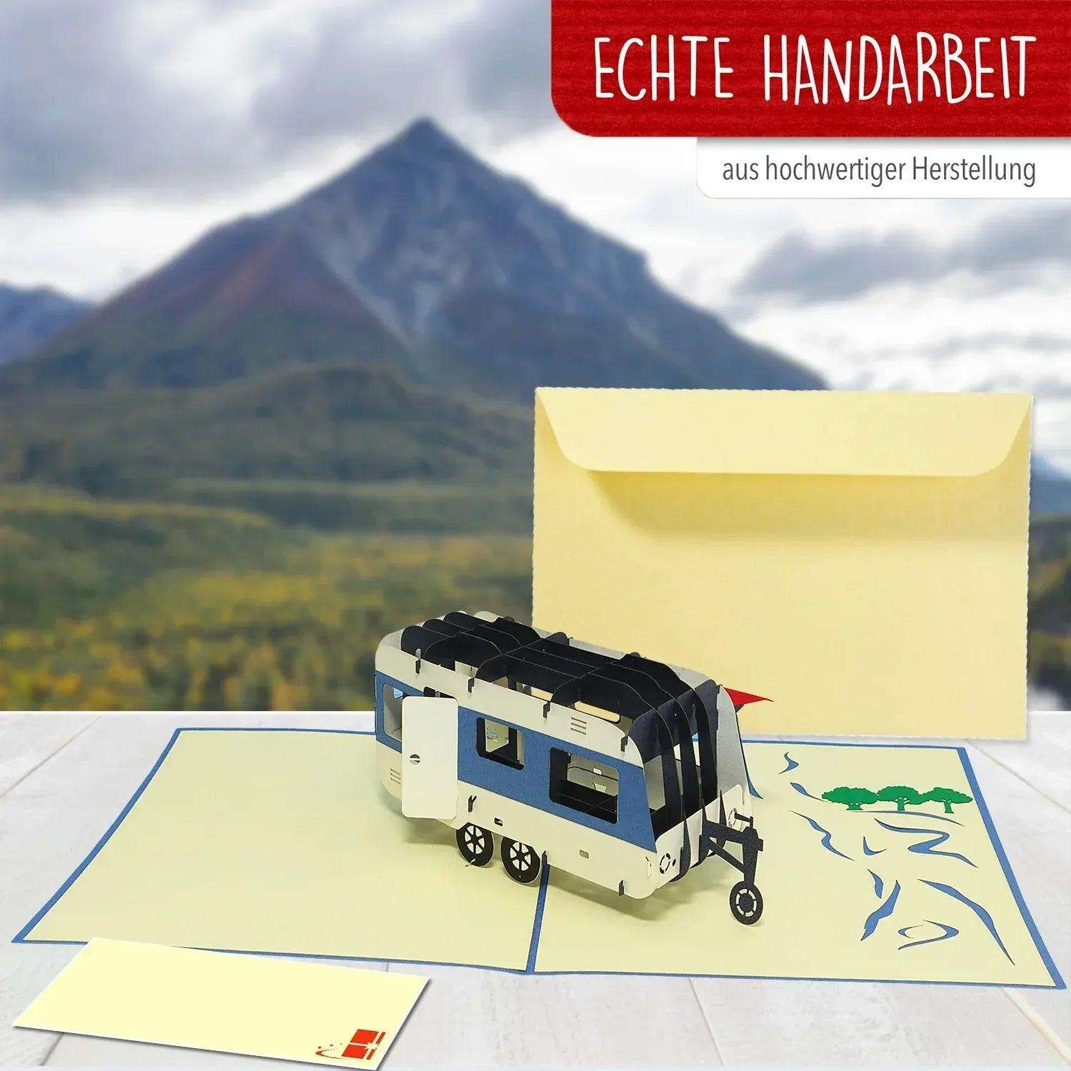 3D Pop-Up Karte, Campingwagen - Camping Gutschein, N346 - LINPopUp