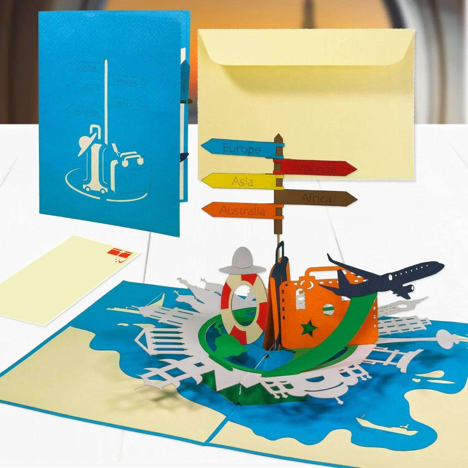 Rotierende 3D Pop-Up Karte - Urlaub Reise Gutschein, N112 - LINPopUp