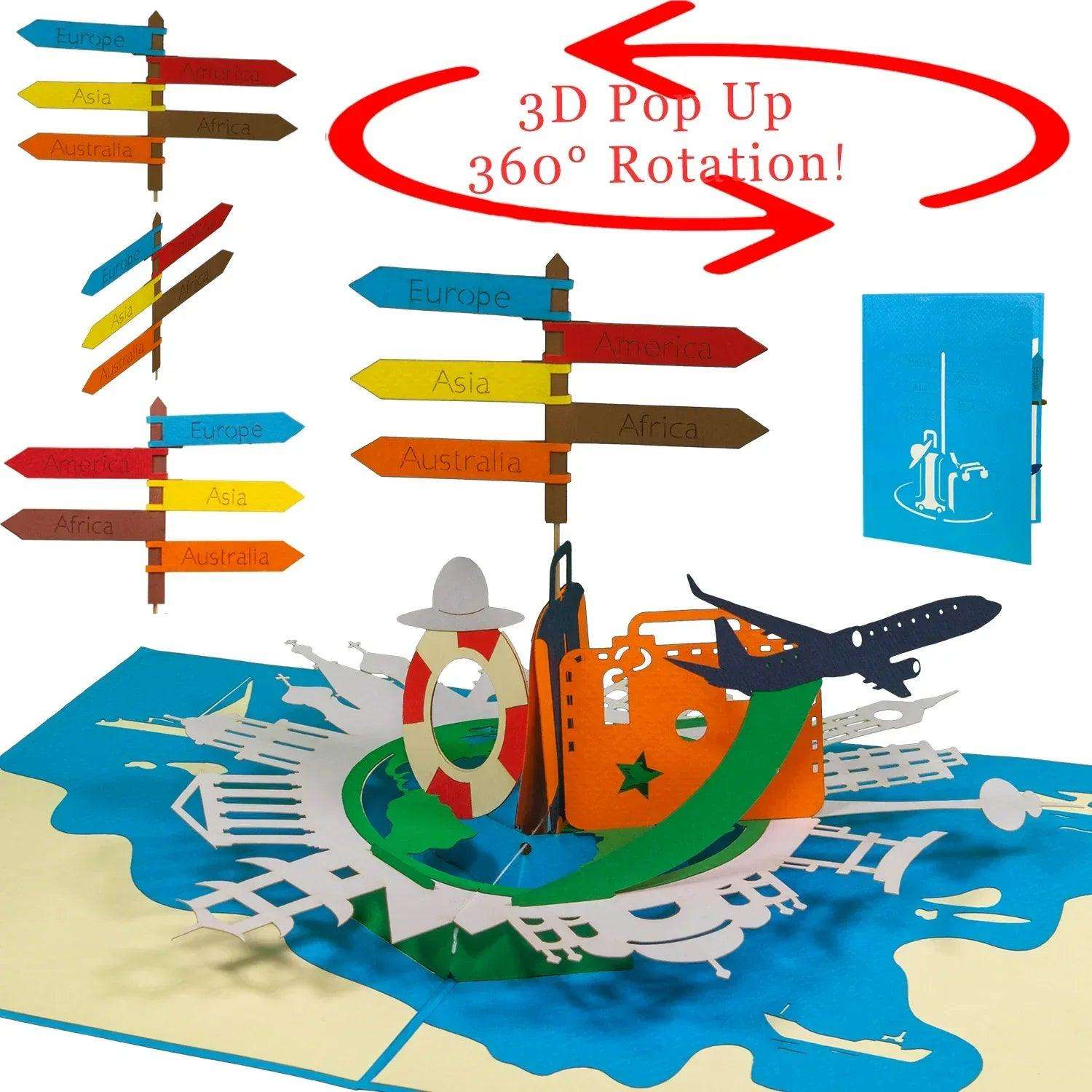 Rotierende 3D Pop-Up Karte - Urlaub Reise Gutschein, N112 - LINPopUp