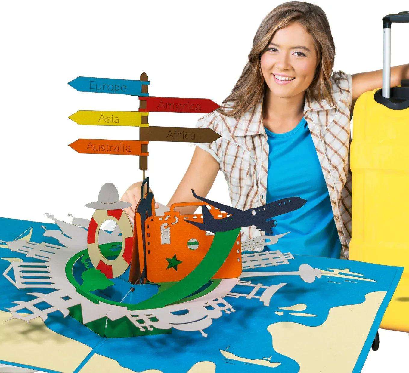 Rotierende 3D Pop-Up Karte - Urlaub Reise Gutschein, N112 - LINPopUp