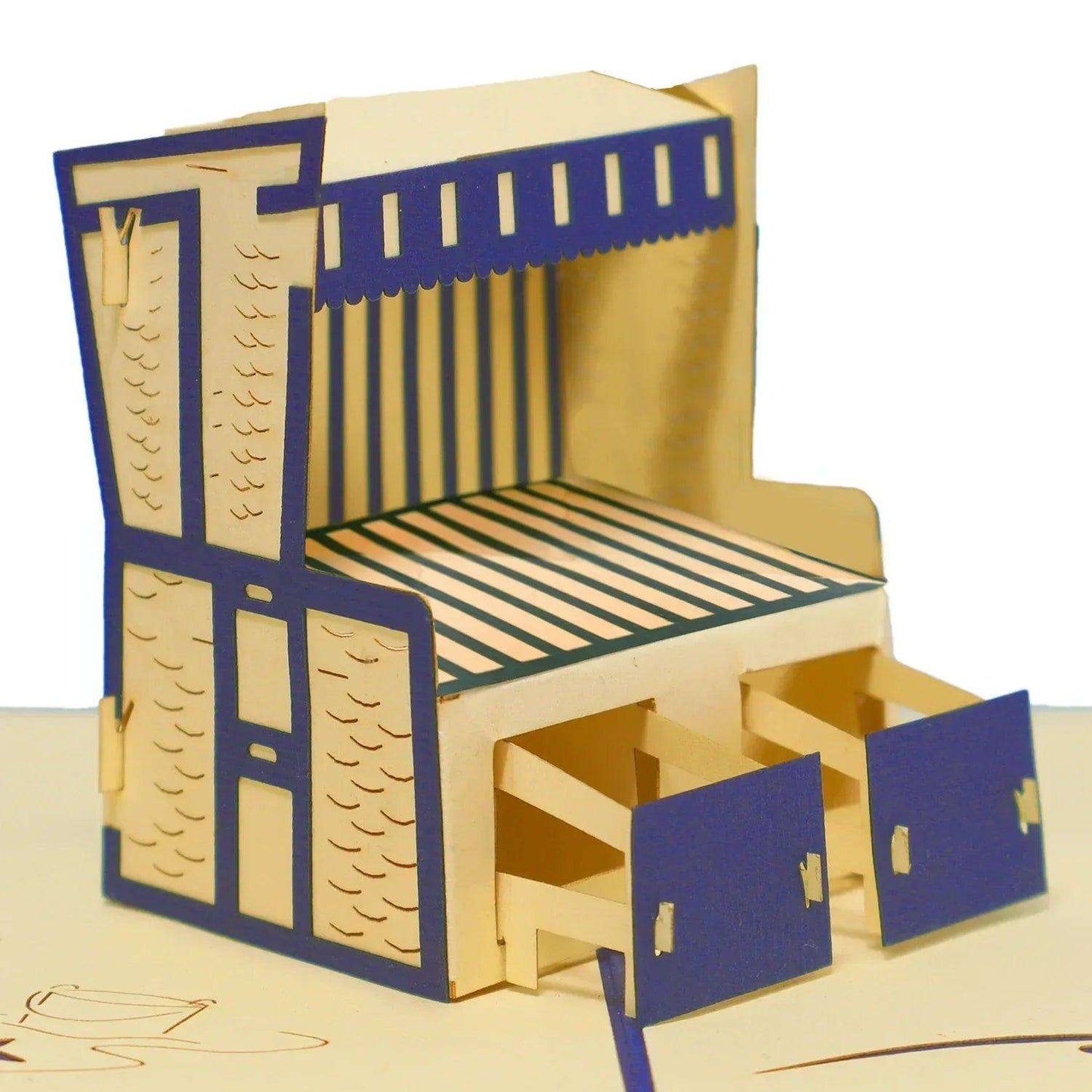 3D Pop-Up Karte, Strand, Urlaub & Entspannung, Strandkorb, N106 - LINPopUp