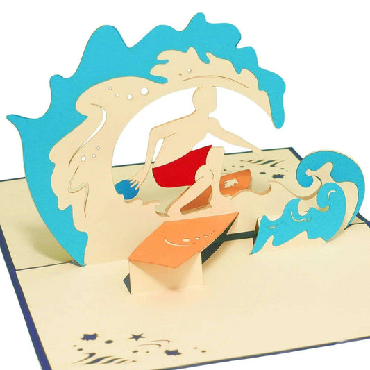 3D Pop-Up Karte, Strand, Urlaub & Entspannung, Surfen, N111 LINPopUp N111