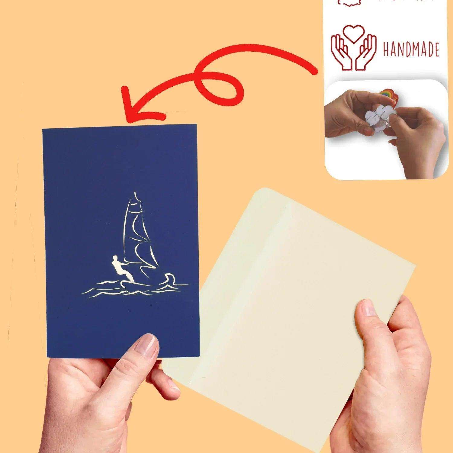 3D Pop-Up Karte, Strand, Urlaub & Entspannung, Surfen, N108 LINPopUp N108