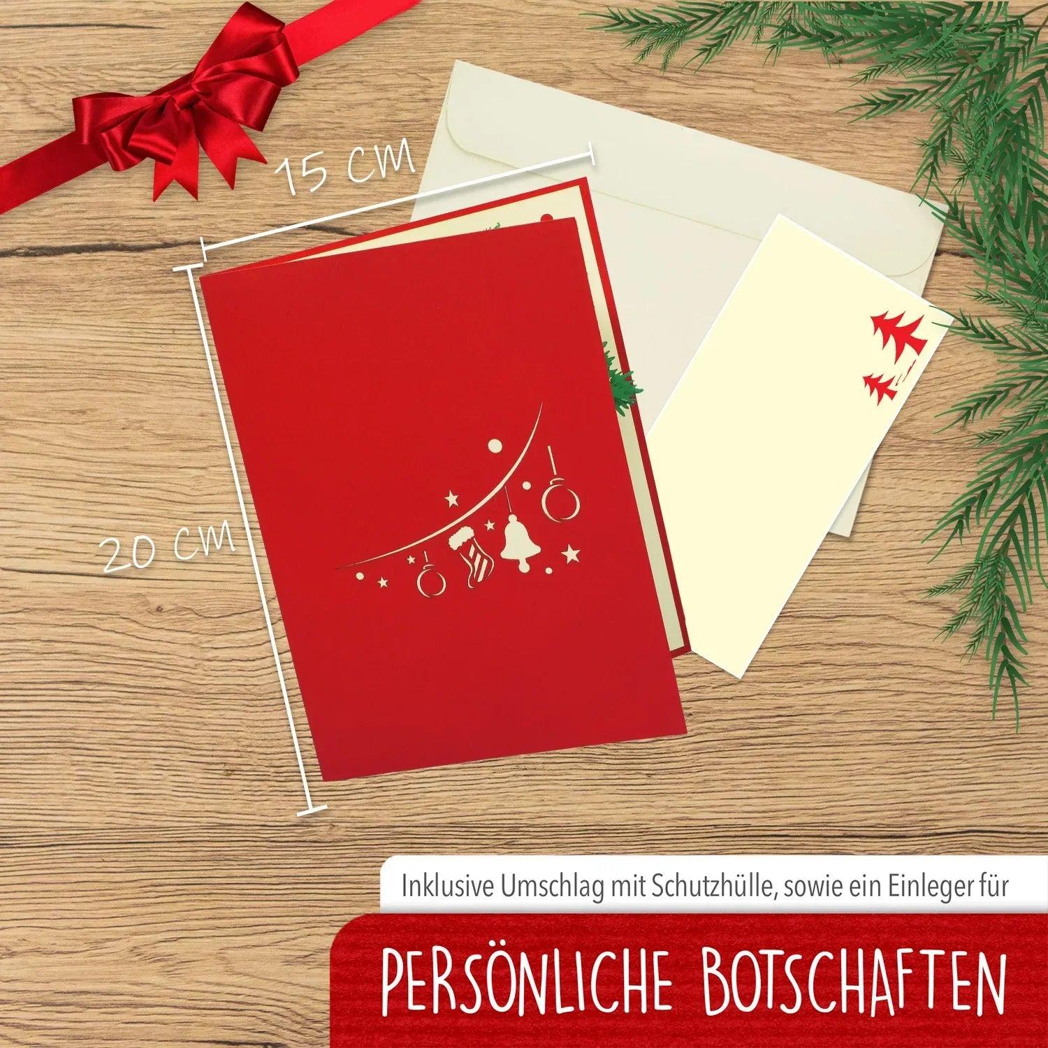 Pop Up Weihnachtskarte 3D - Tannenbaum, Weihnachtsbaum, Weihnachtsbäume, N449 - LINPopUp