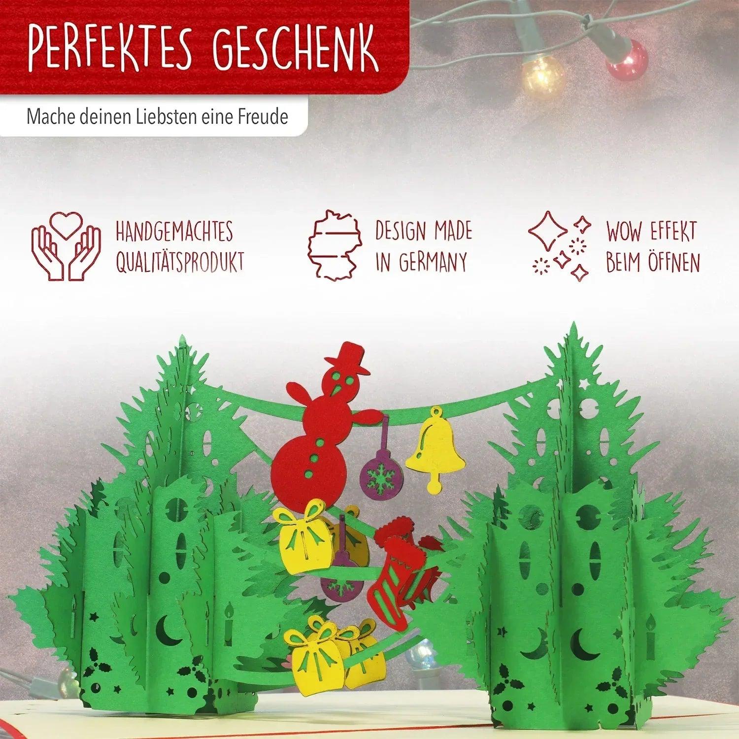 Pop Up Weihnachtskarte 3D - Tannenbaum, Weihnachtsbaum, Weihnachtsbäume, N449 - LINPopUp