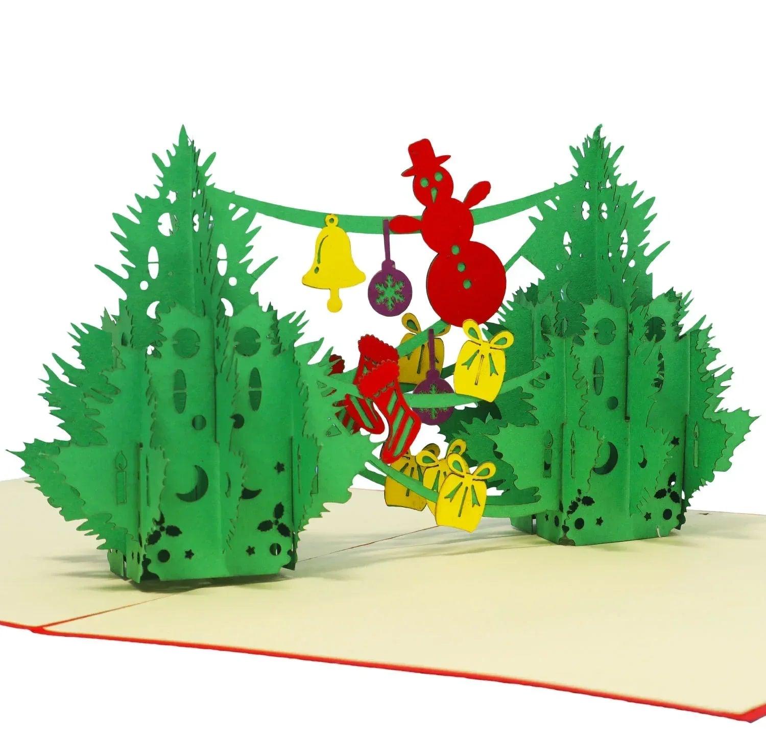 Pop Up Weihnachtskarte 3D - Tannenbaum, Weihnachtsbaum, Weihnachtsbäume, N449 - LINPopUp