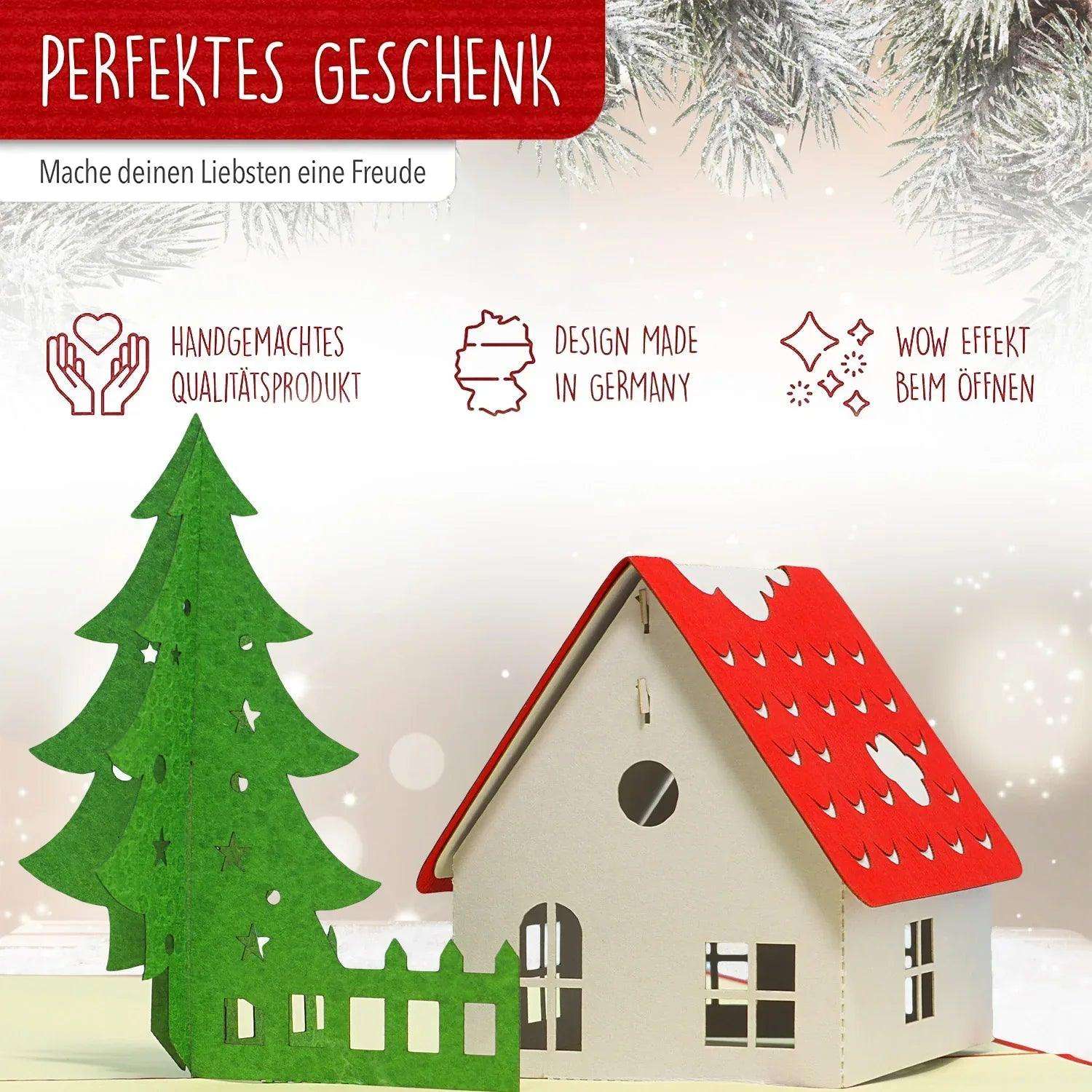 Pop Up Weihnachtskarte 3D - Weihnachtshaus, N414 - LINPopUp