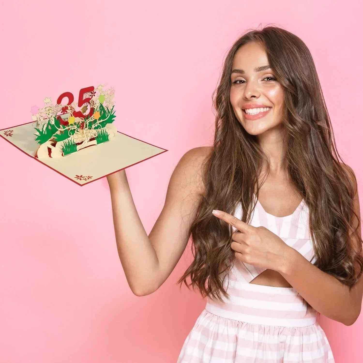Pop-Up-Karte zum Geburtstag – Zahl 35, Geburtstagseinladung & Jubiläum, N302