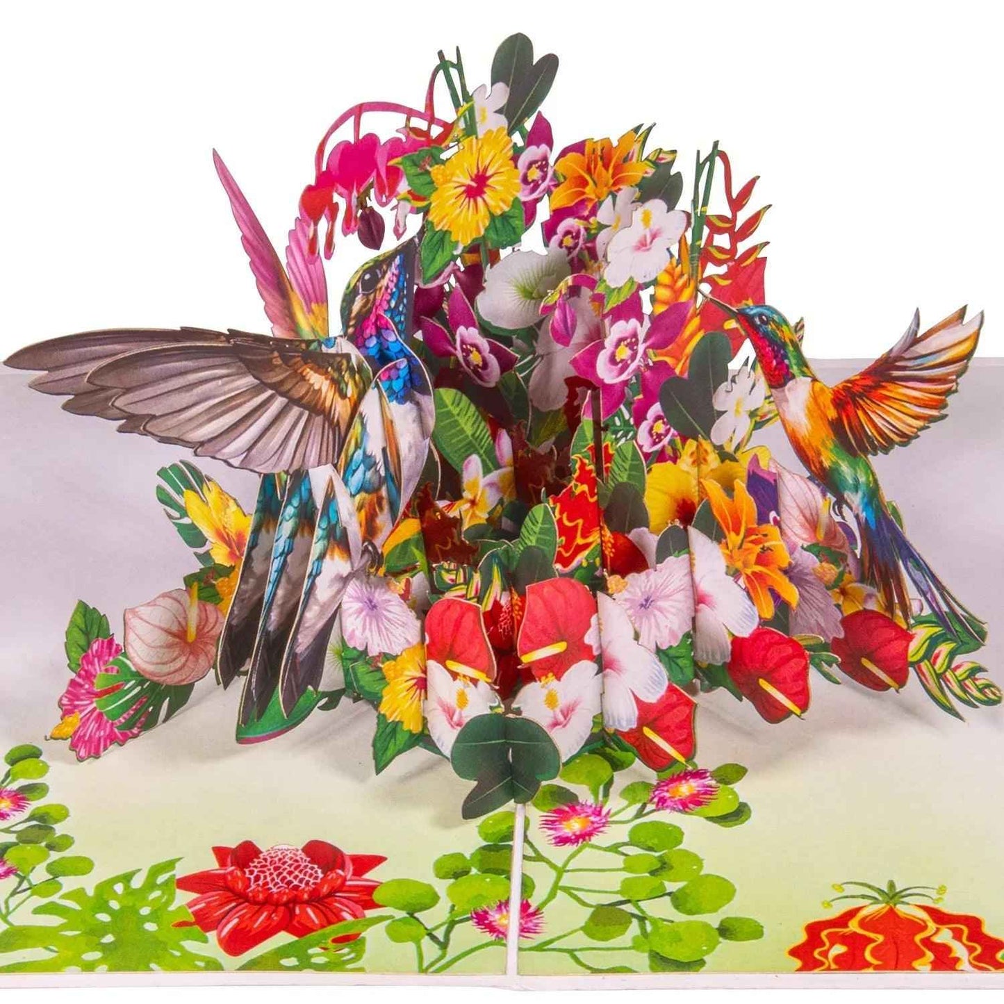 Pop Up Karte 3D Kolibri Vogel Bunte Blumen – Grußkarte Geburtstag & Muttertag