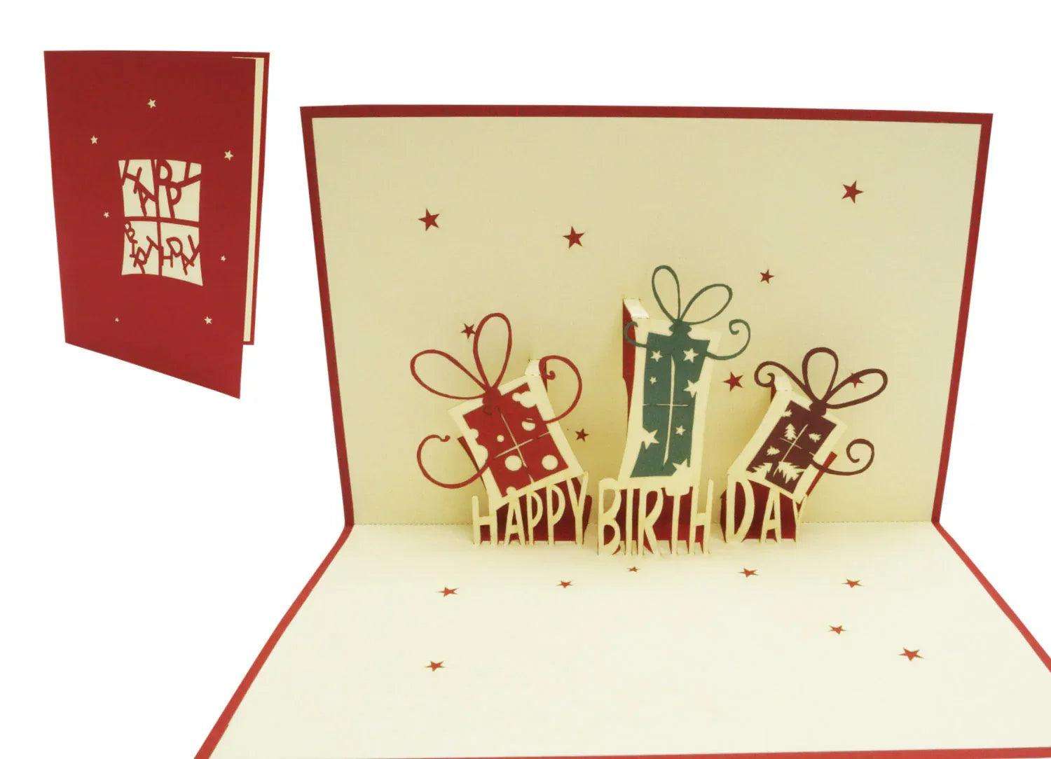 3D Pop-Up Karte Geschenke Rot, N4 - LINPopUp
