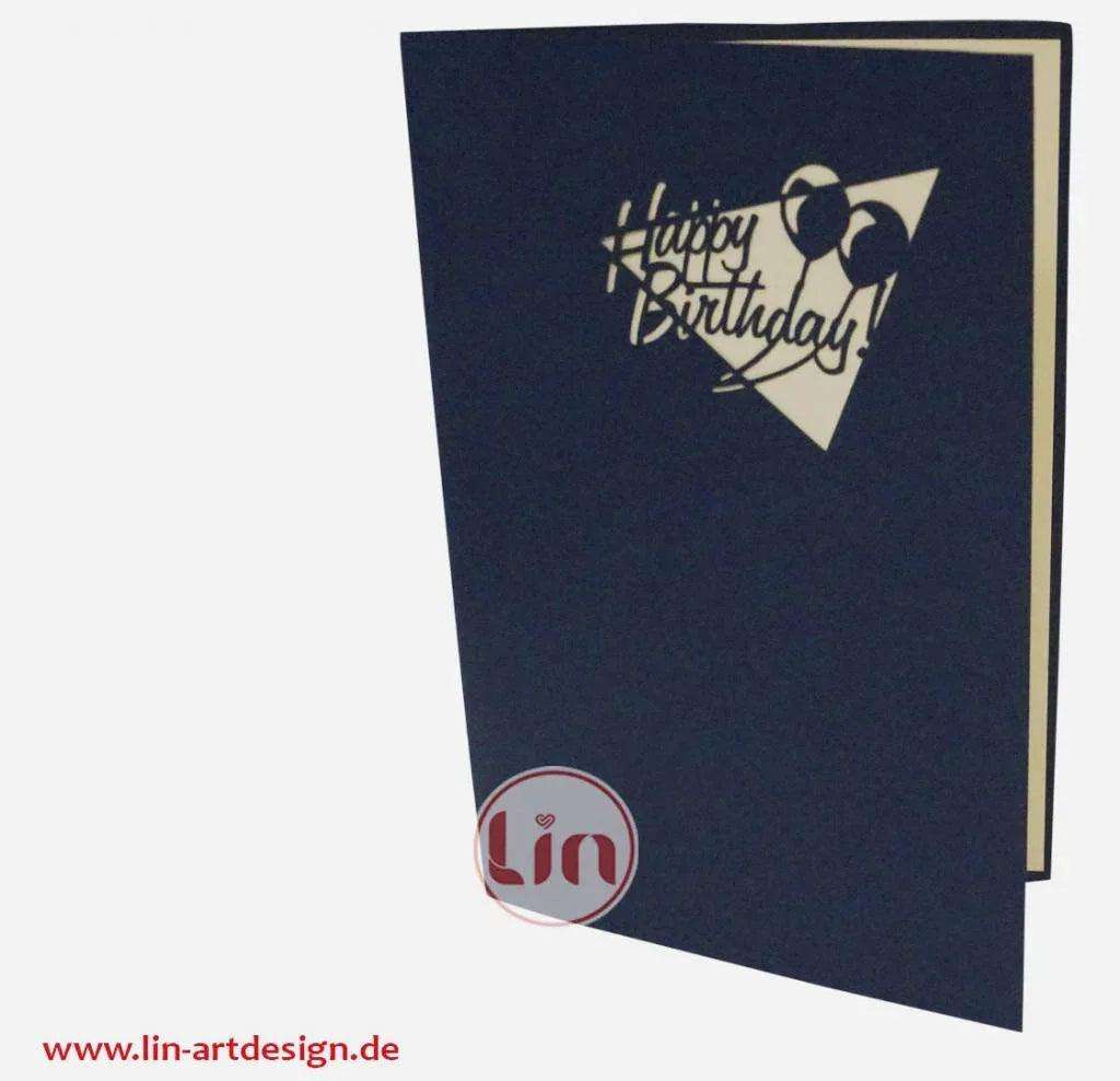3D Pop-Up Karte Geburtstagstorte Blau, N1 - LINPopUp