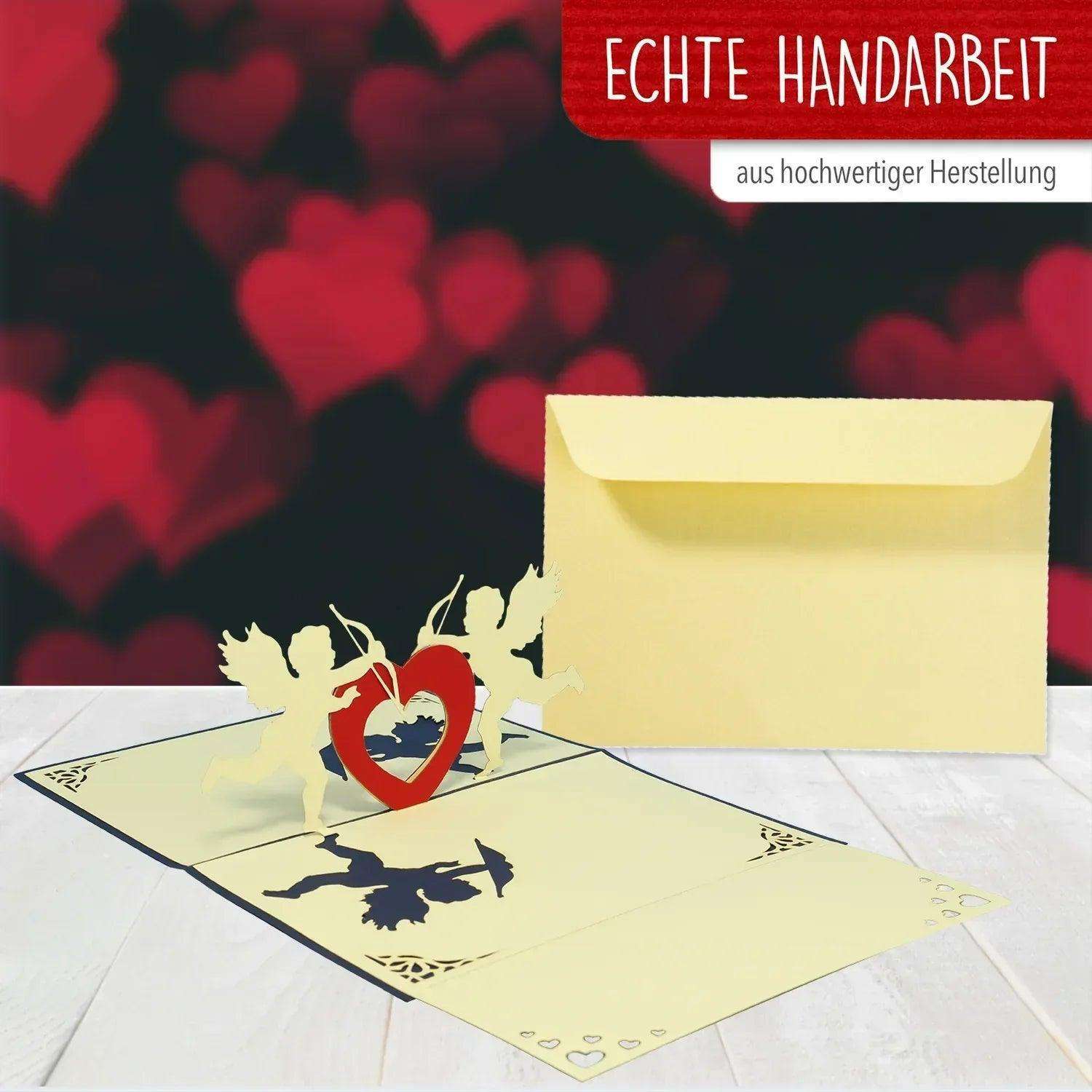 3D Pop-Up Karte Amor Engel Blau Valentinstag, N66 - LINPopUp