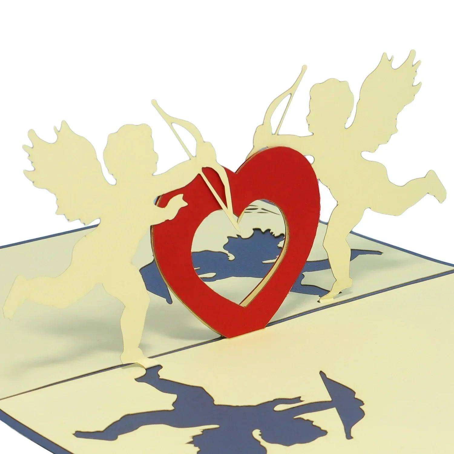 3D Pop-Up Karte Amor Engel Blau Valentinstag, N66 LINPopUp N66