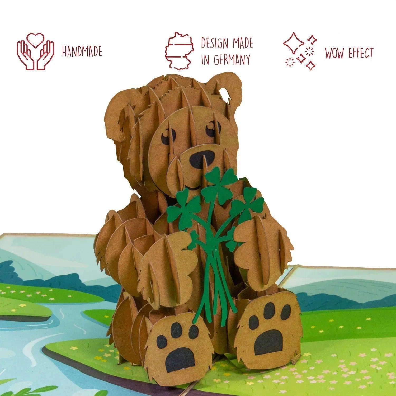 3D Pop-Up Karte Bär am Fluss Blumenwiese, N78 - LINPopUp