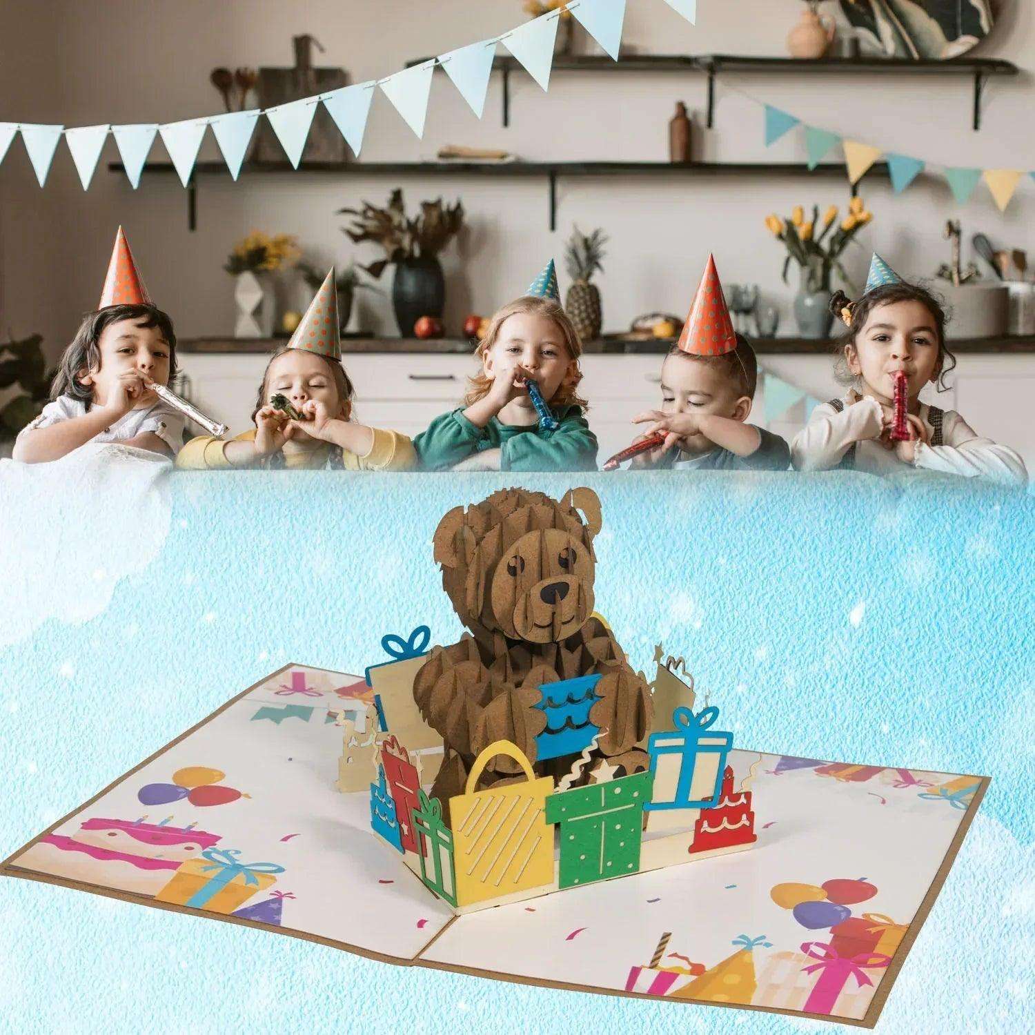3D Pop-Up Karte Bär Geburtstag Zahl, N173 - LINPopUp