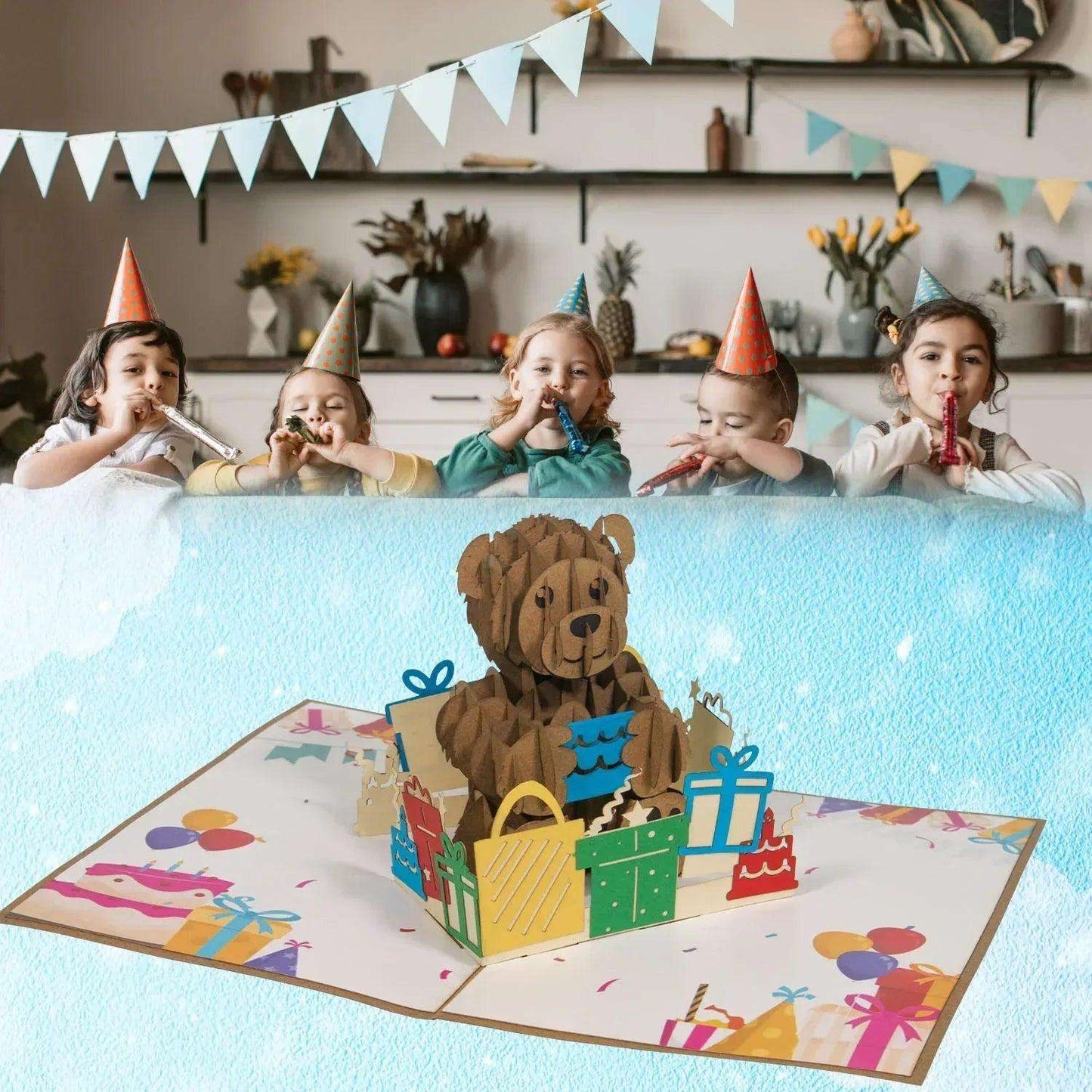 3D Pop-Up Karte Bär Geburtstag Zahl, N173 - LINPopUp