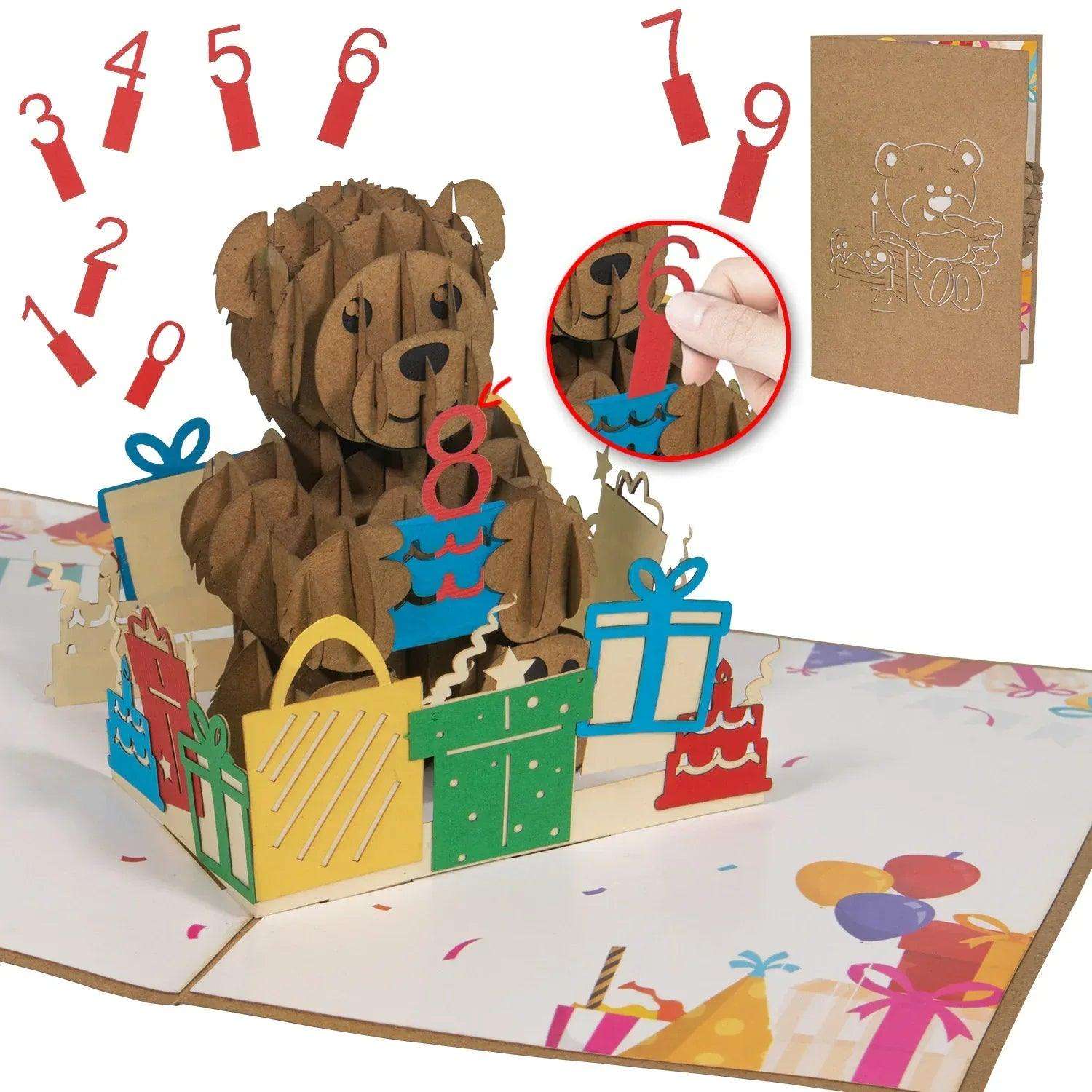 3D Pop-Up Karte Bär Geburtstag Zahl, N173 LINPopUp N173
