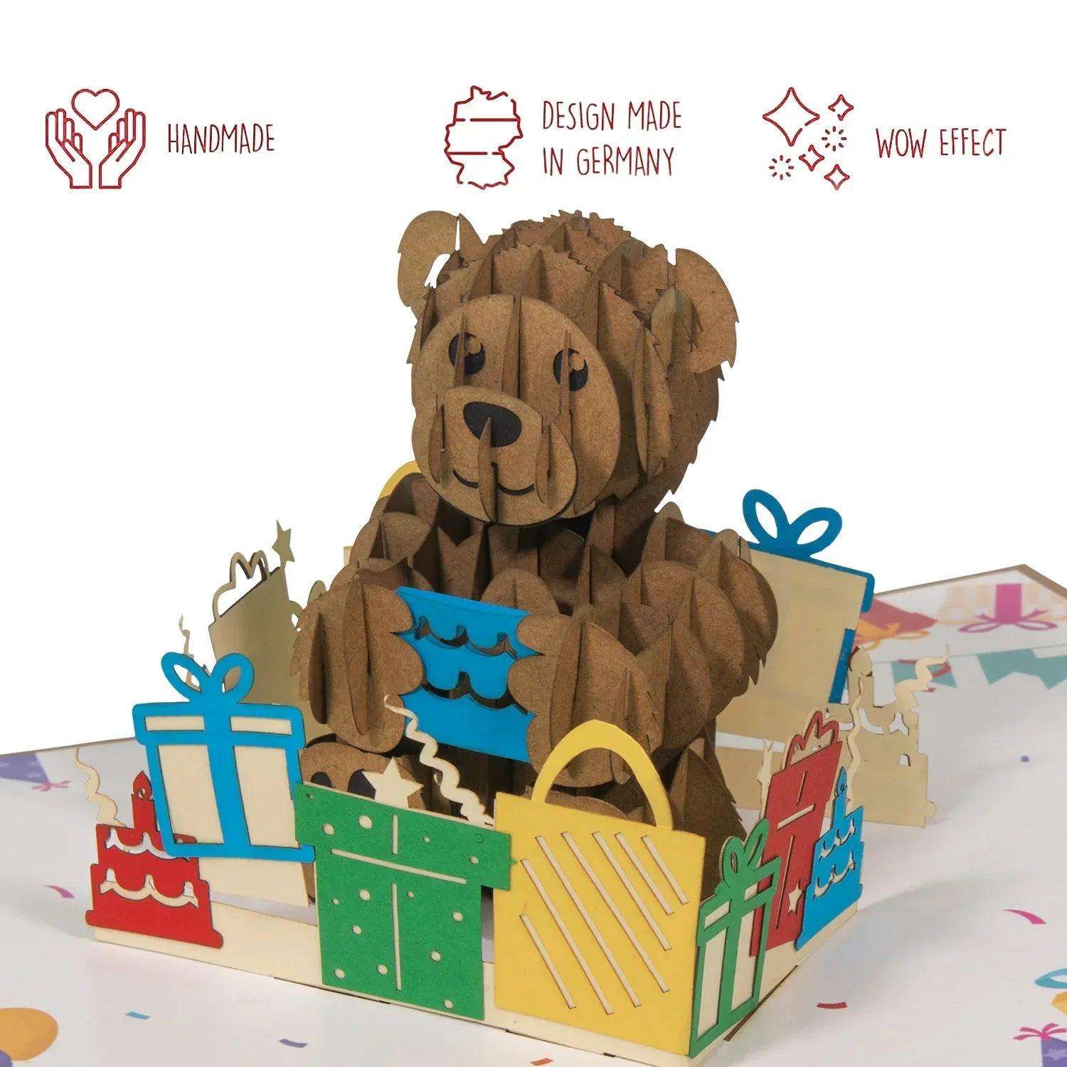 3D Pop-Up Karte Bär Geburtstag Zahl, N173 - LINPopUp