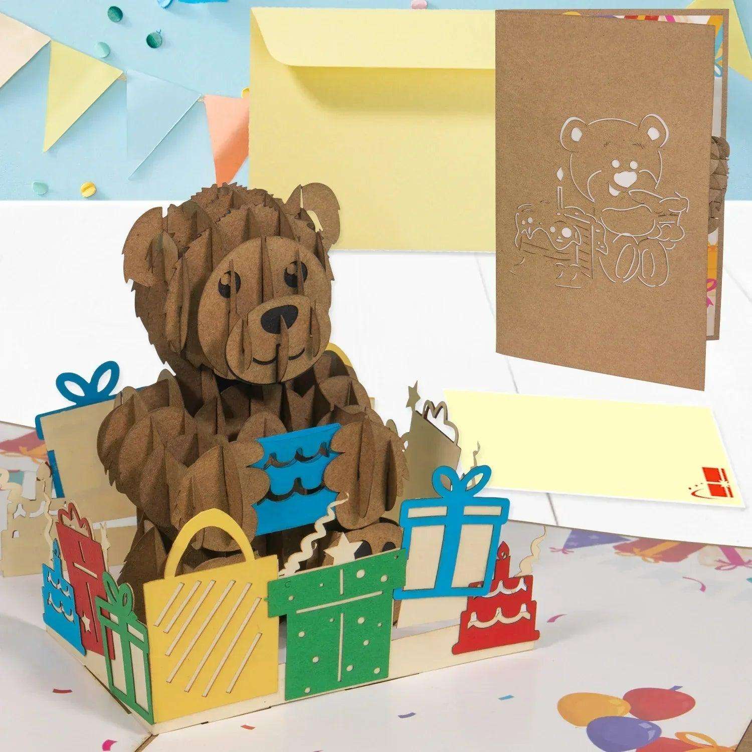 3D Pop-Up Karte Bär Geburtstag Zahl, N173 - LINPopUp