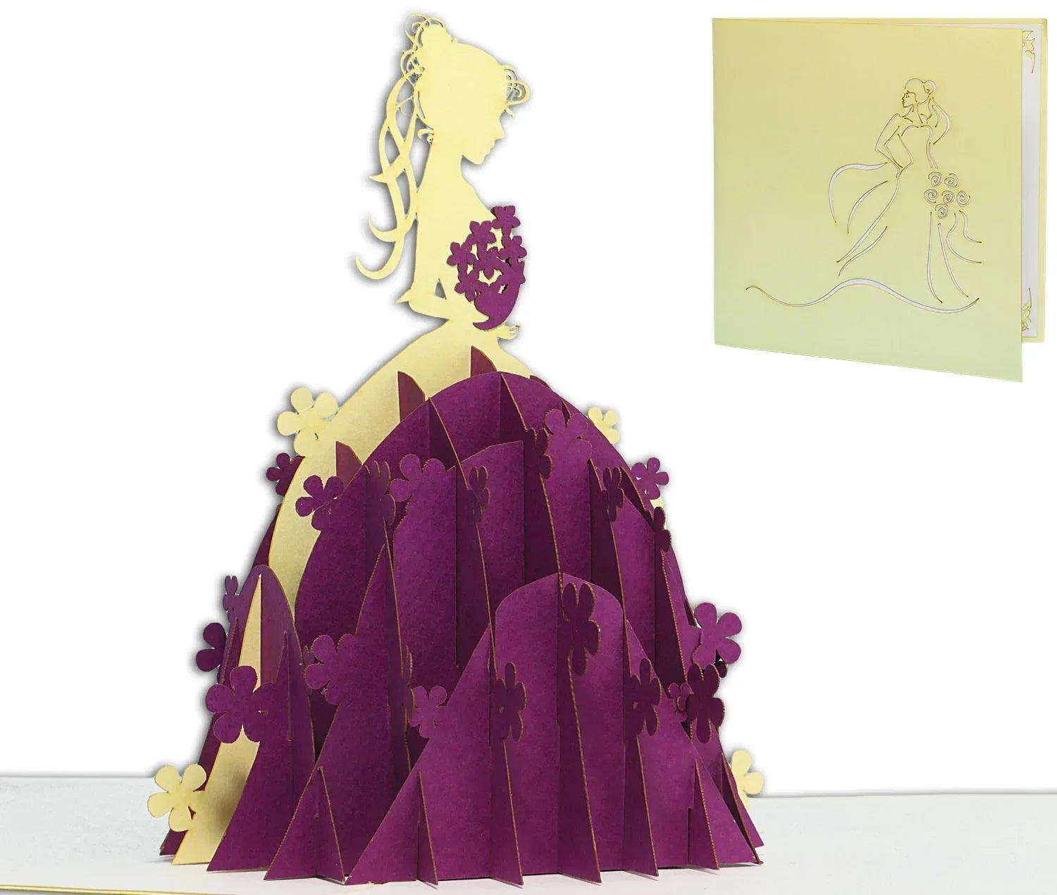 3D Pop-Up Karte Braut Brautkleid Lila, N224 LINPopUp N224