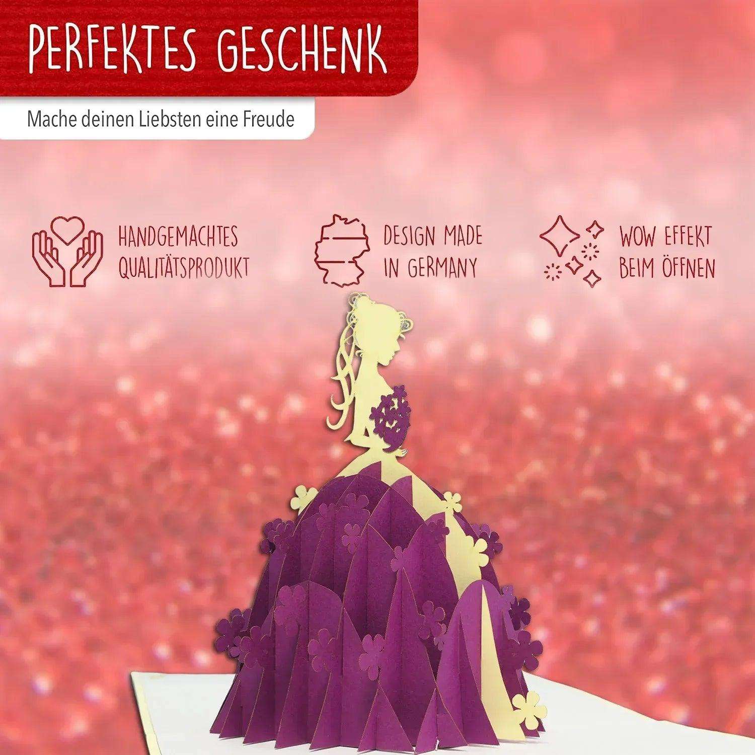 3D Pop-Up Karte Braut Brautkleid Lila, N224 LINPopUp N224