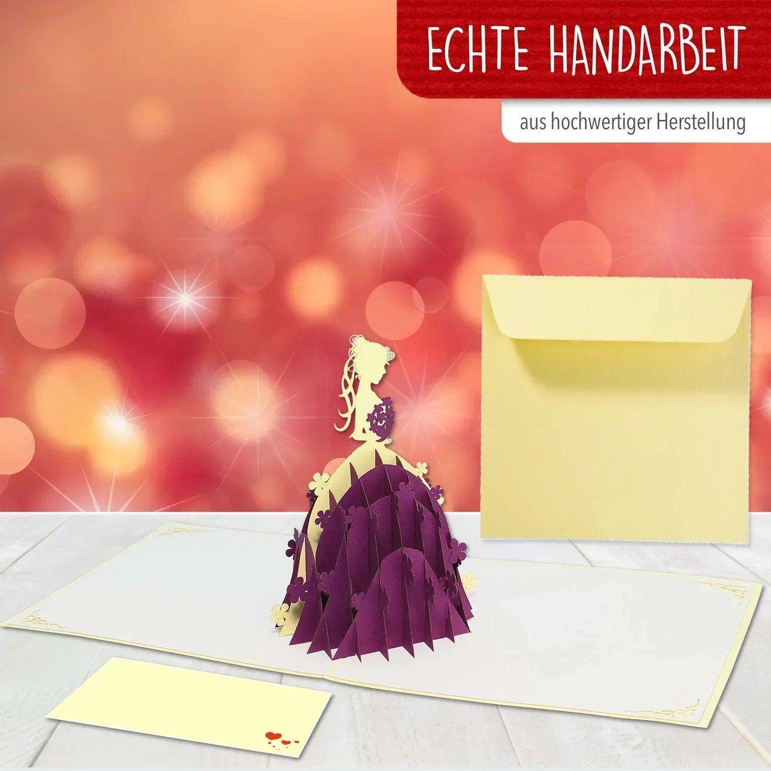 3D Pop-Up Karte Braut Brautkleid Lila, N224 LINPopUp N224