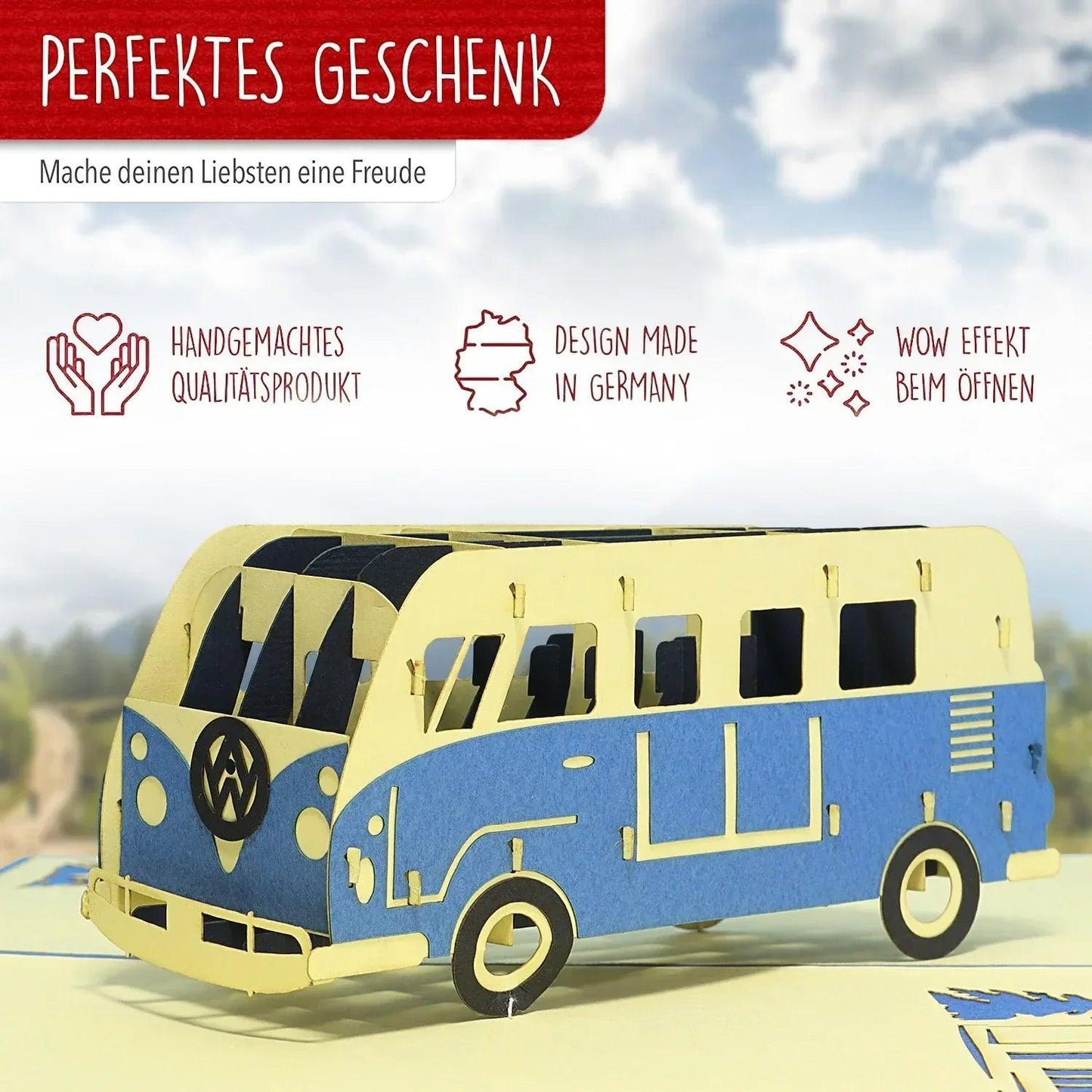 3D Pop-Up Karte, Auto, Bulli, Bus, N333 - LINPopUp