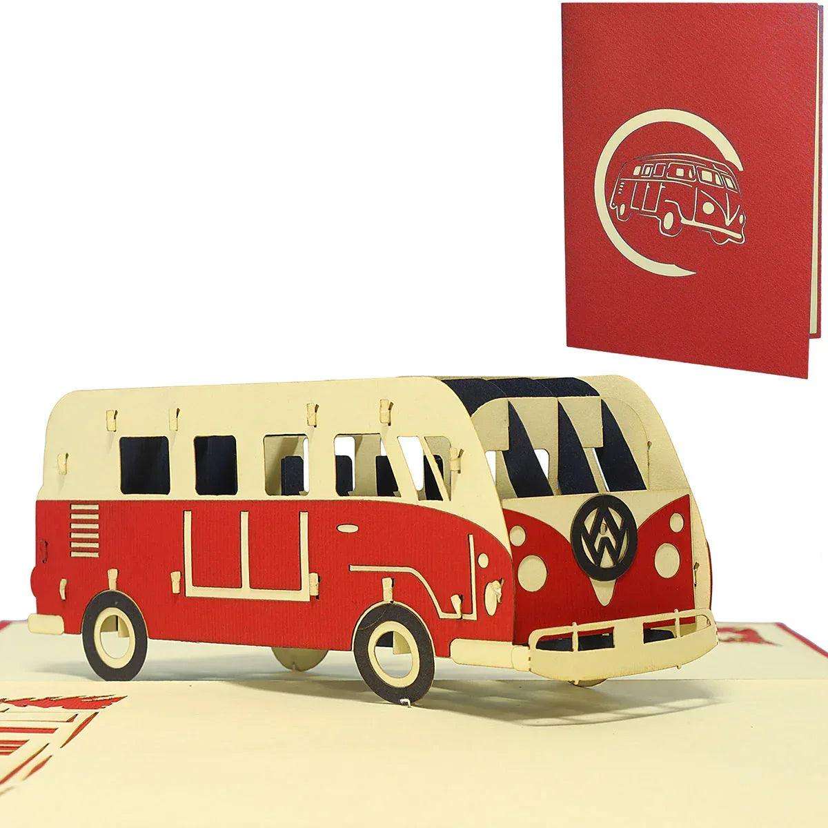 3D Pop-Up Karte Bulli Bus Rot, N334 LINPopUp N334