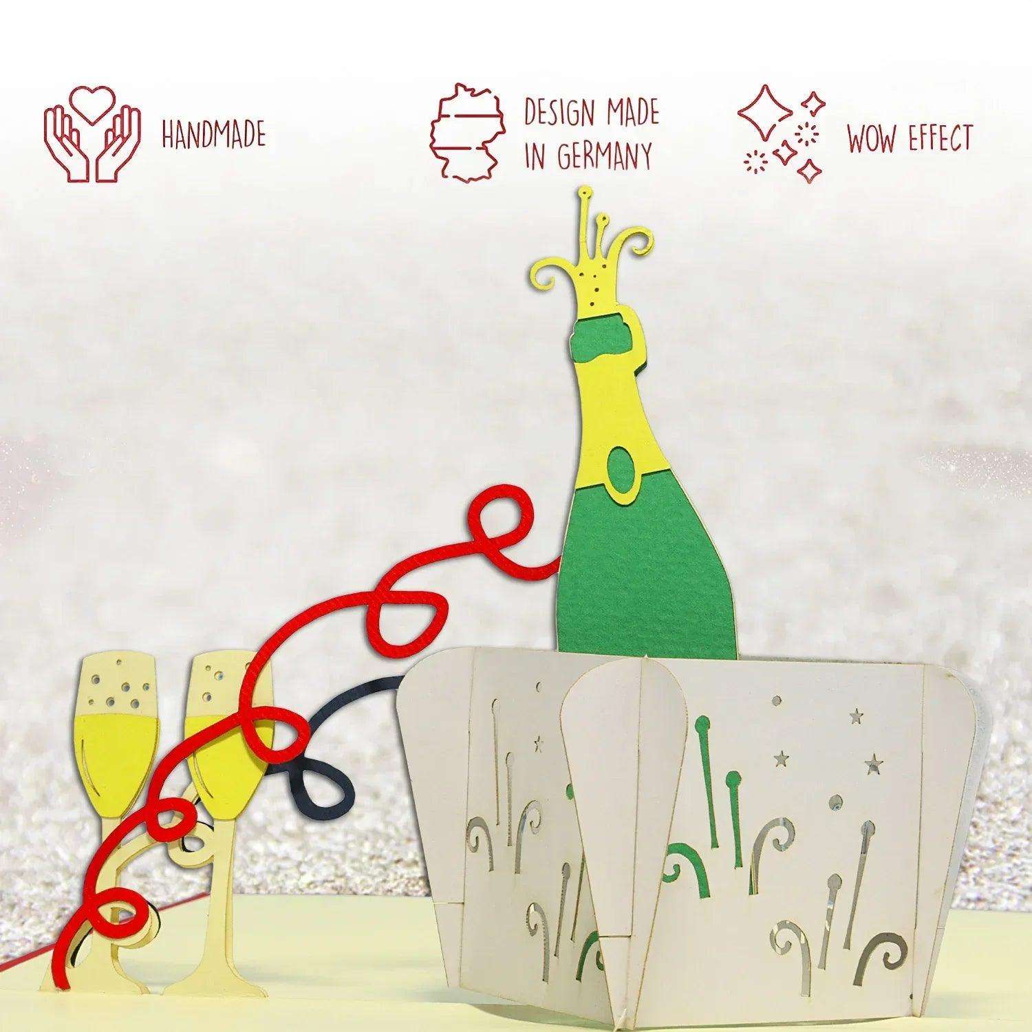 3D Pop-Up Karte Champagner Gläser, N134 - LINPopUp