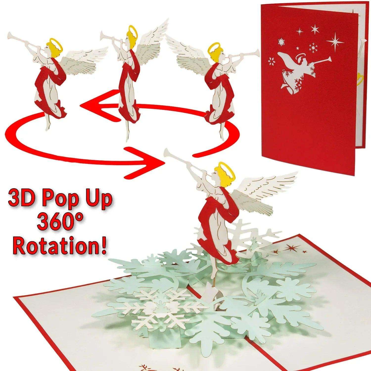 Rotierende 3D Pop-Up Karte Christkind Engel Weihnachten, N462 LINPopUp N462