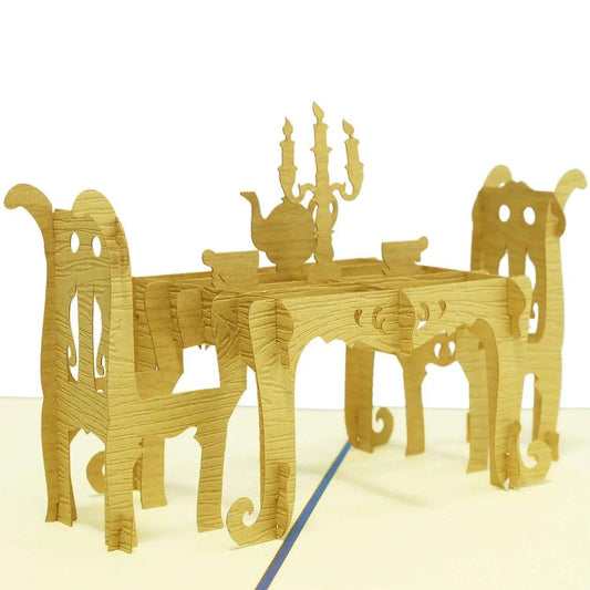 3D Pop-Up Karte Dinner Tisch Blau, N127 - LINPopUp