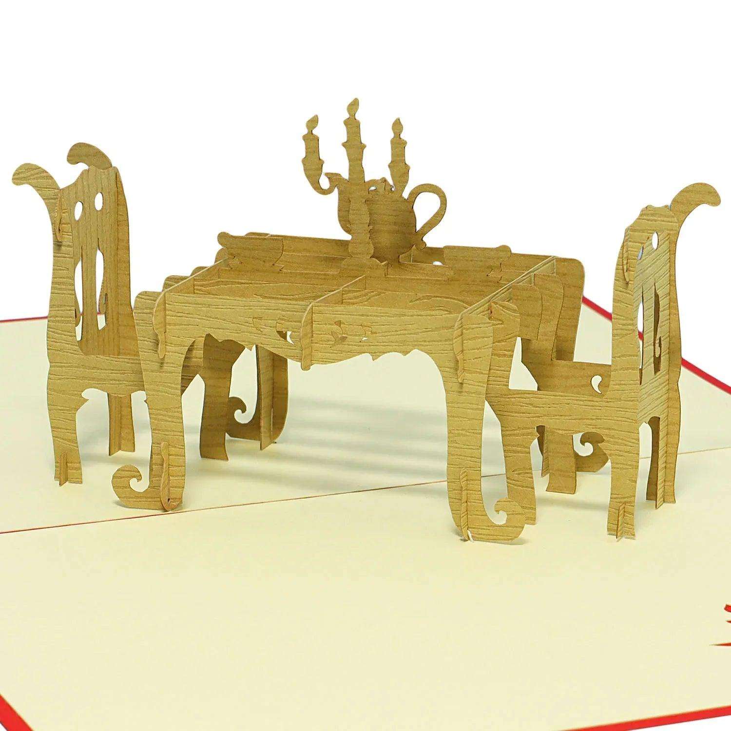 3D Pop-Up Karte Dinner Tisch Rot, N126 - LINPopUp