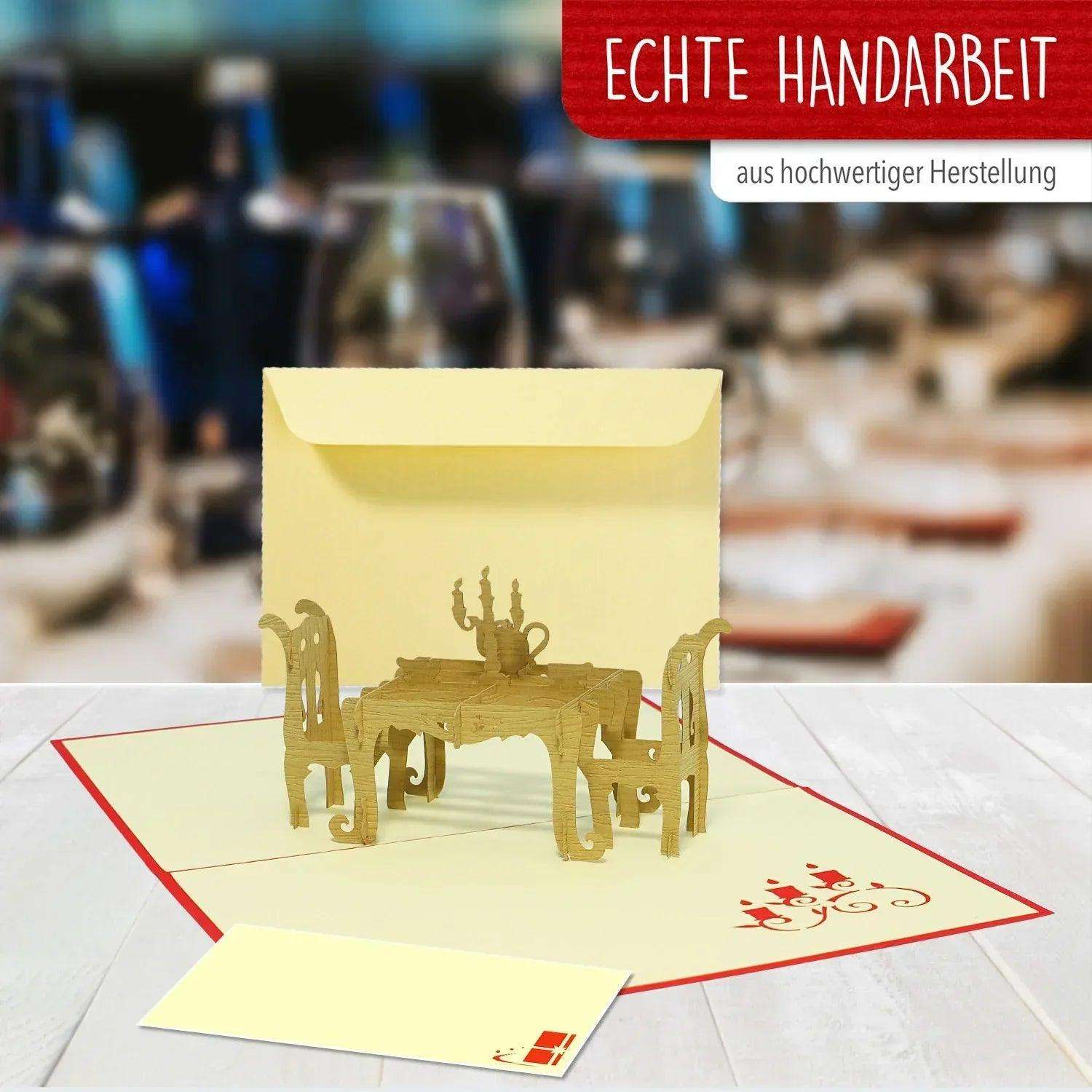 3D Pop-Up Karte Dinner Tisch Rot, N126 - LINPopUp