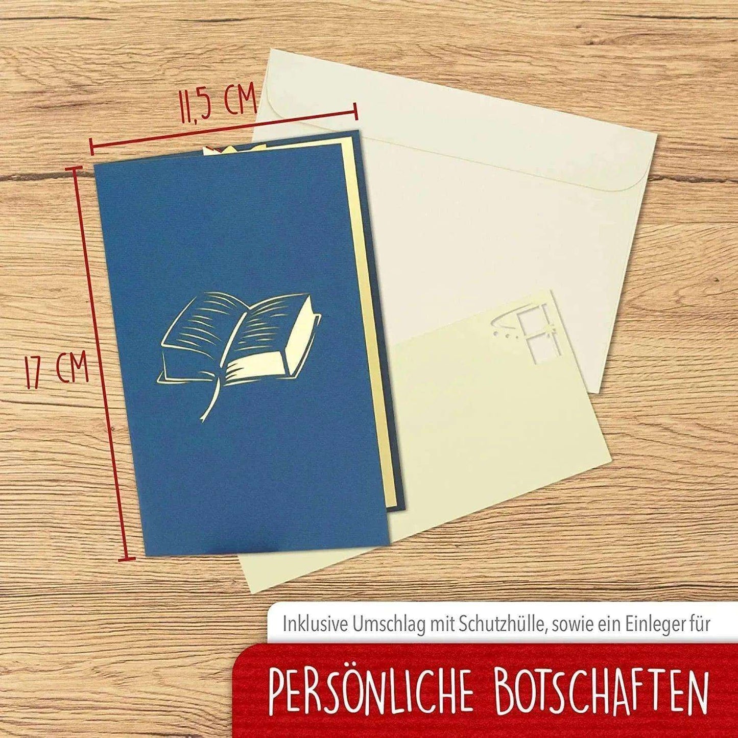 3D Pop-Up Karte Eule mit Buch Gutschein, N283 - LINPopUp