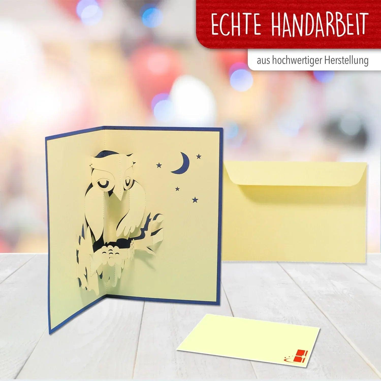 3D Pop-Up Karte Eule in der Nacht, N137 - LINPopUp