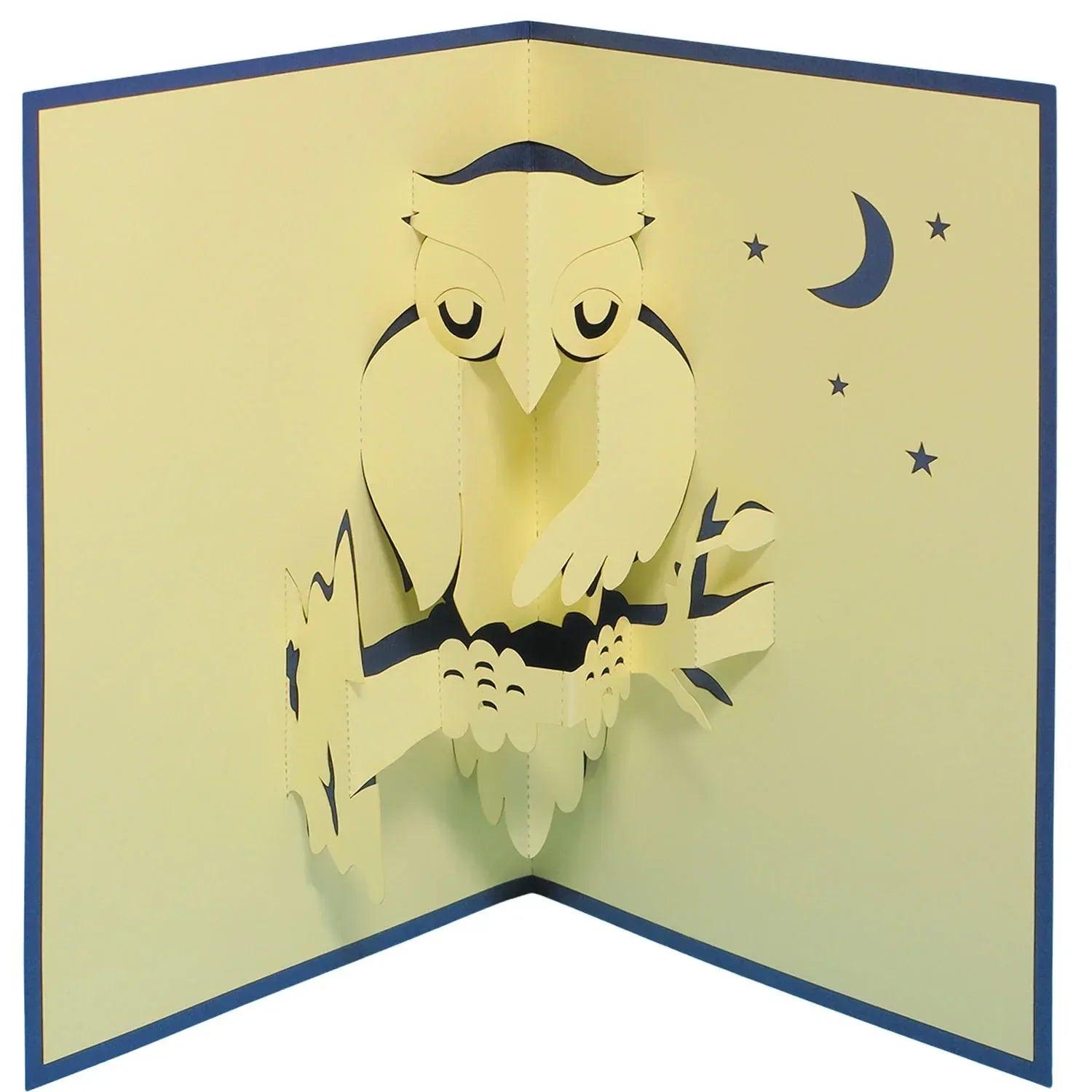3D Pop-Up Karte Eule in der Nacht, N137 - LINPopUp