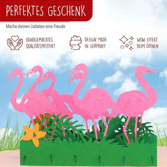 3D Pop-Up Karte Flamingos, N289 - LINPopUp