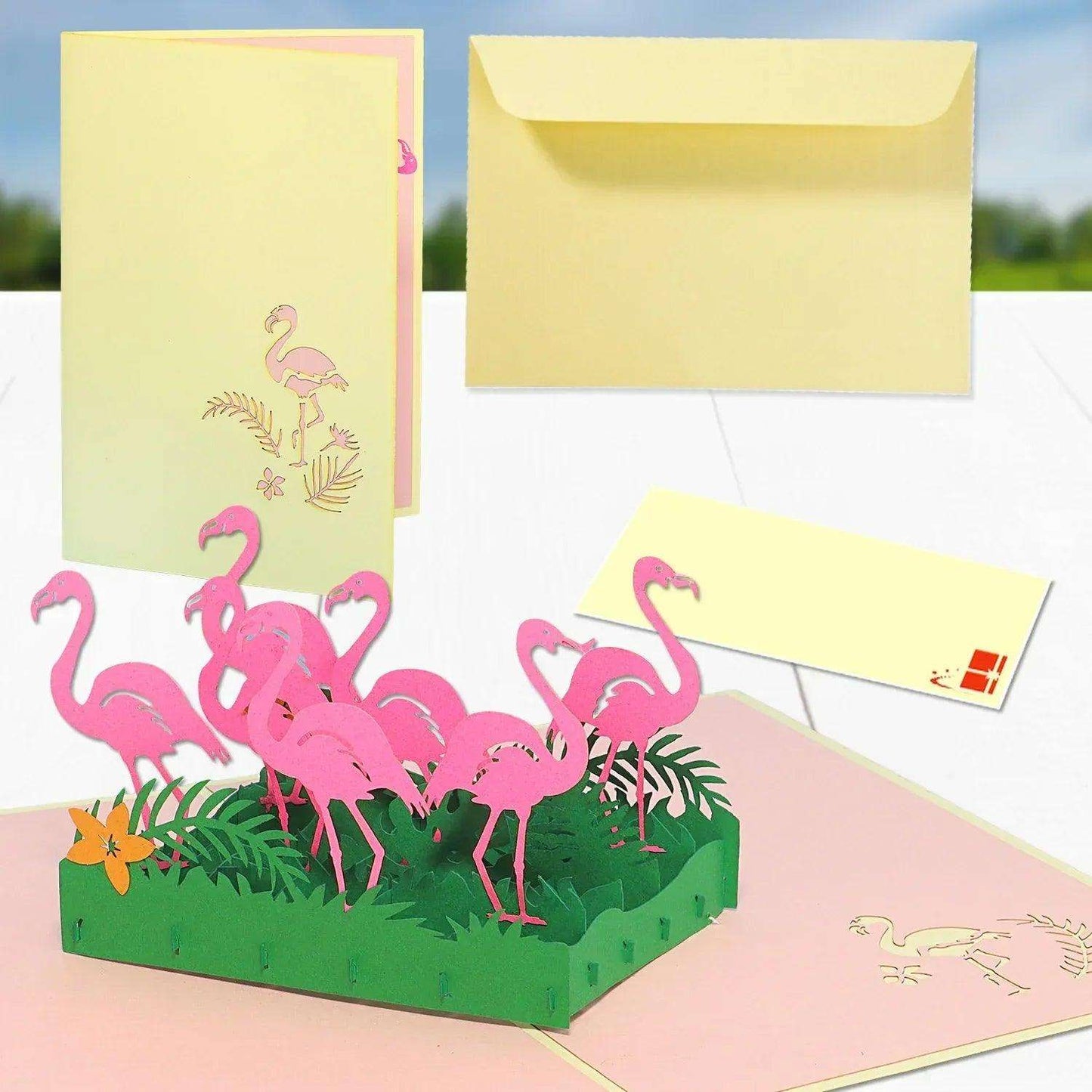 3D Pop-Up Karte Flamingos, N289 - LINPopUp