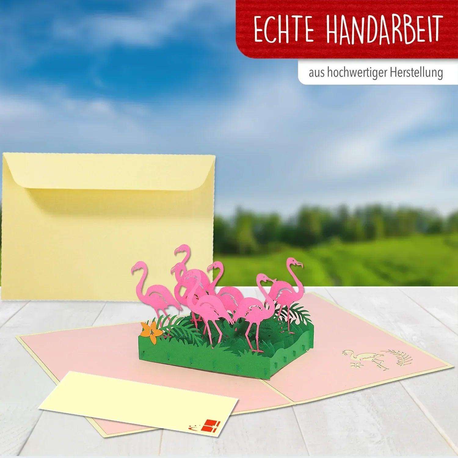 3D Pop-Up Karte Flamingos, N289 - LINPopUp